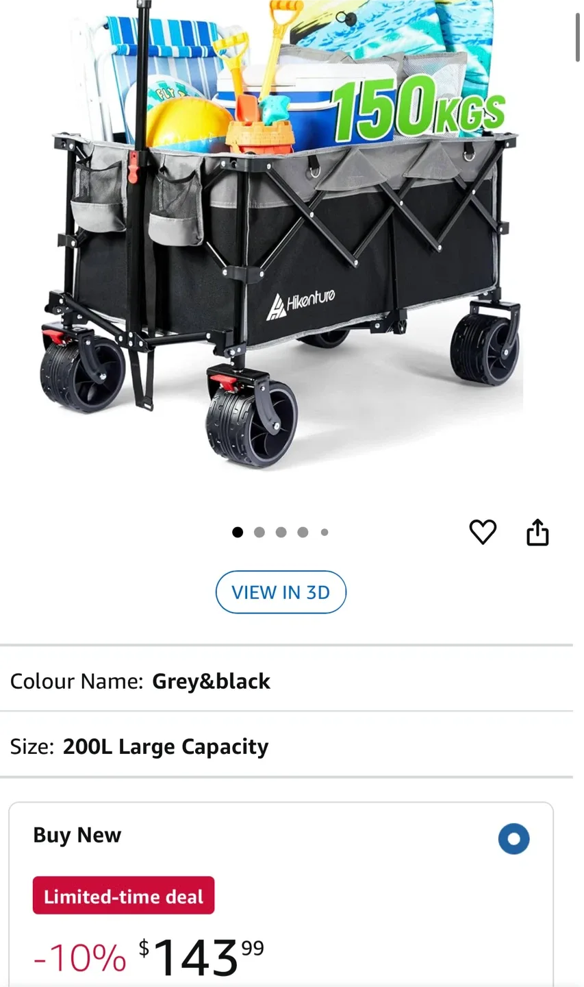 Hikenture Collapsible Wagon - Grey & Black, 200L Capacity image indicator(2)