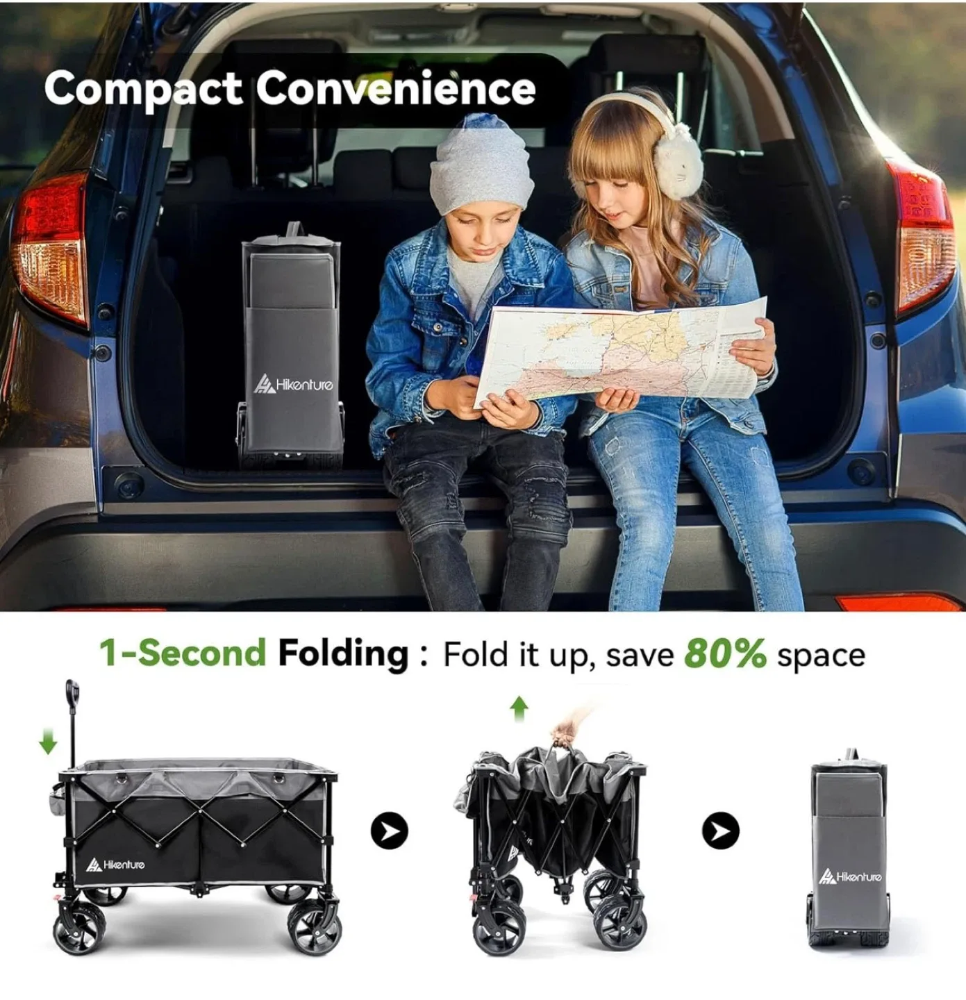 Hikenture Collapsible Wagon - Grey & Black, 200L Capacity image indicator(4)