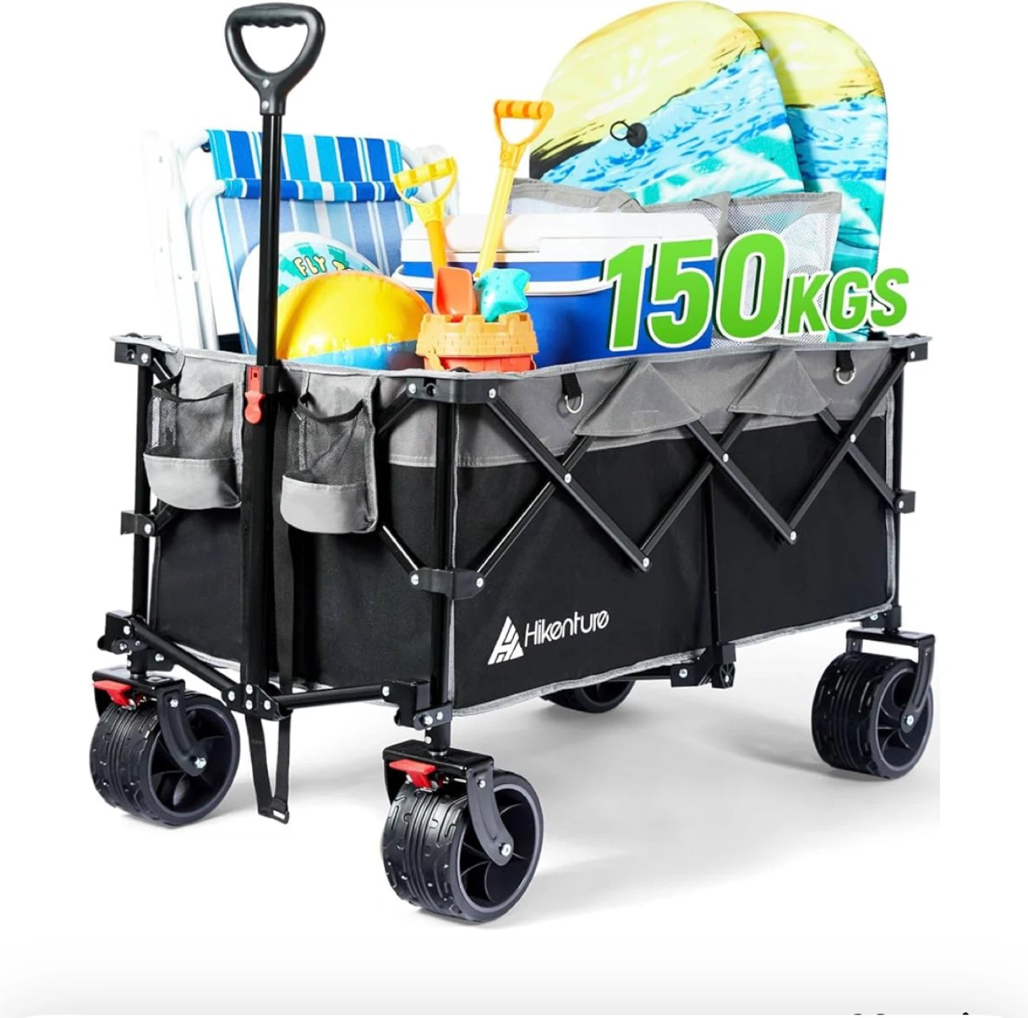Hikenture Collapsible Wagon - Grey & Black, 200L Capacity