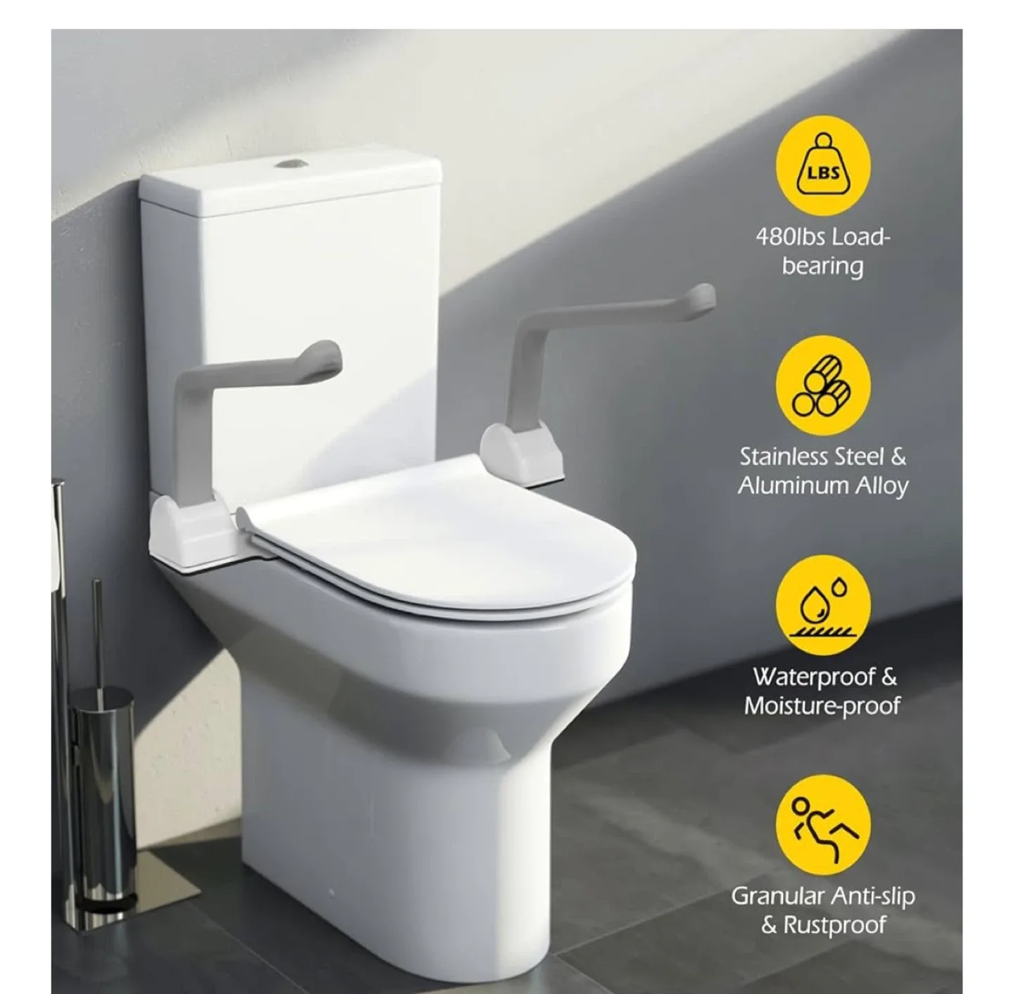 Toilet Safety Rails - Flip Up Grab Bar image indicator(3)