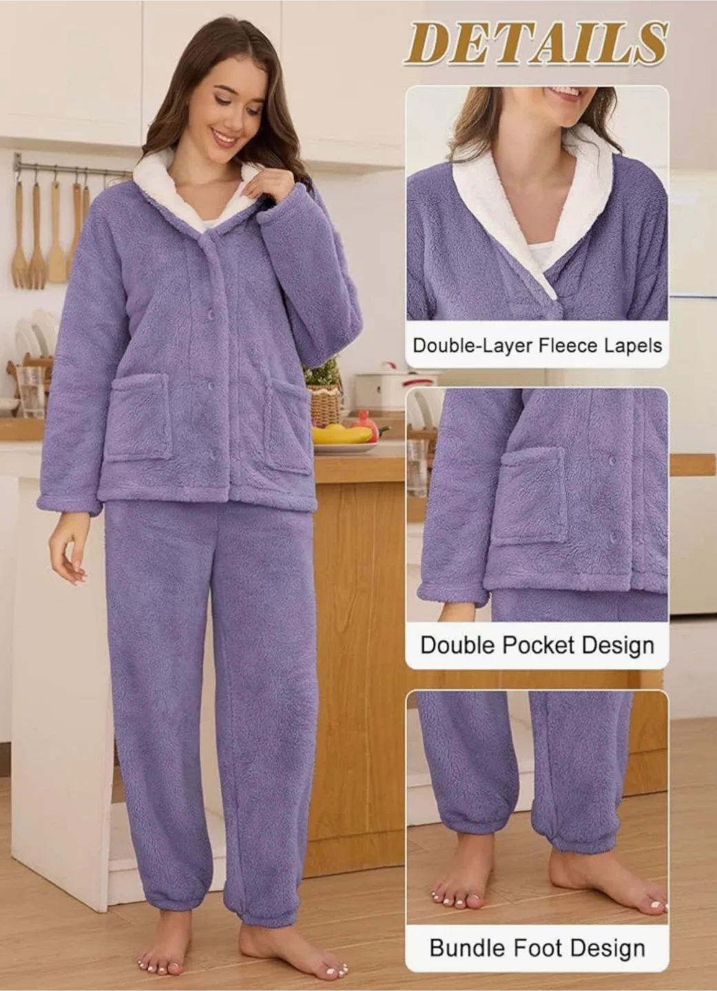 Women's Long-Sleeved Fleece Pajamas Set image indicator(2)
