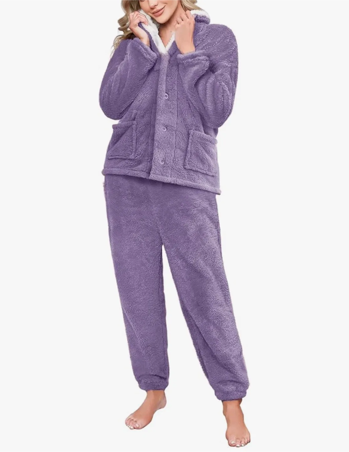 Women's Long-Sleeved Fleece Pajamas Set image indicator(3)
