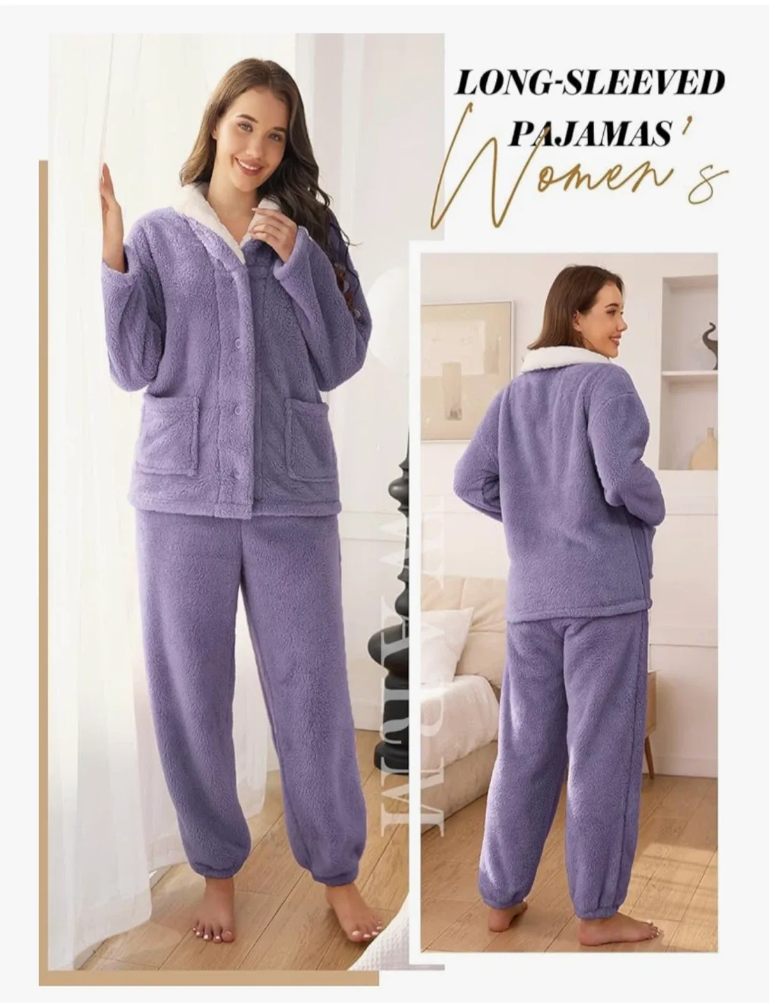 Women's Long-Sleeved Fleece Pajamas Set thumbnail