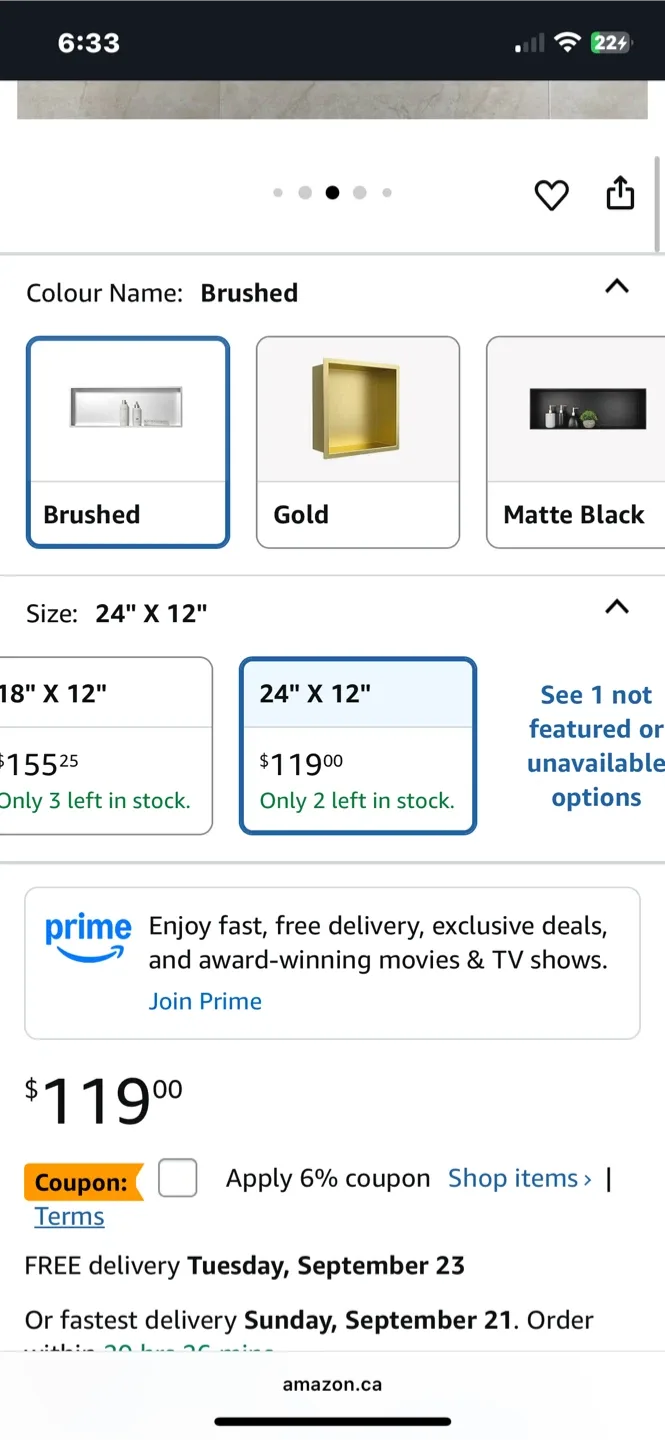 Bernkot Stainless Steel Shower Niche 24" x 12" Brushed image indicator(4)