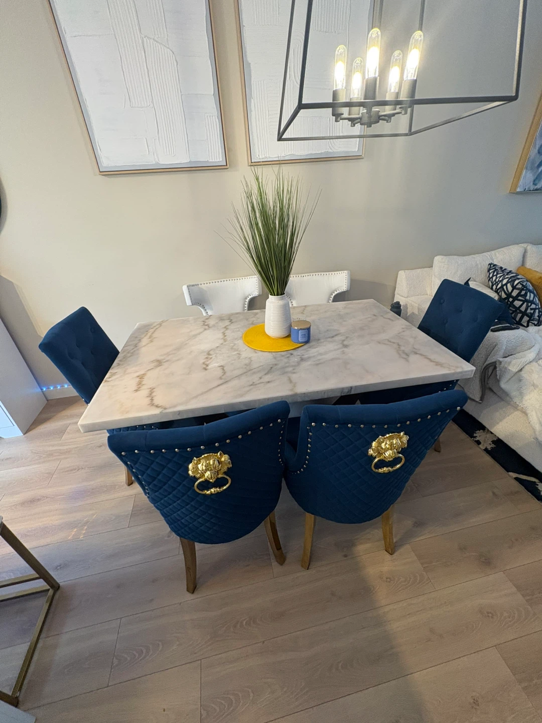 Dining Table with Blue Velvet Chairs - photo 4