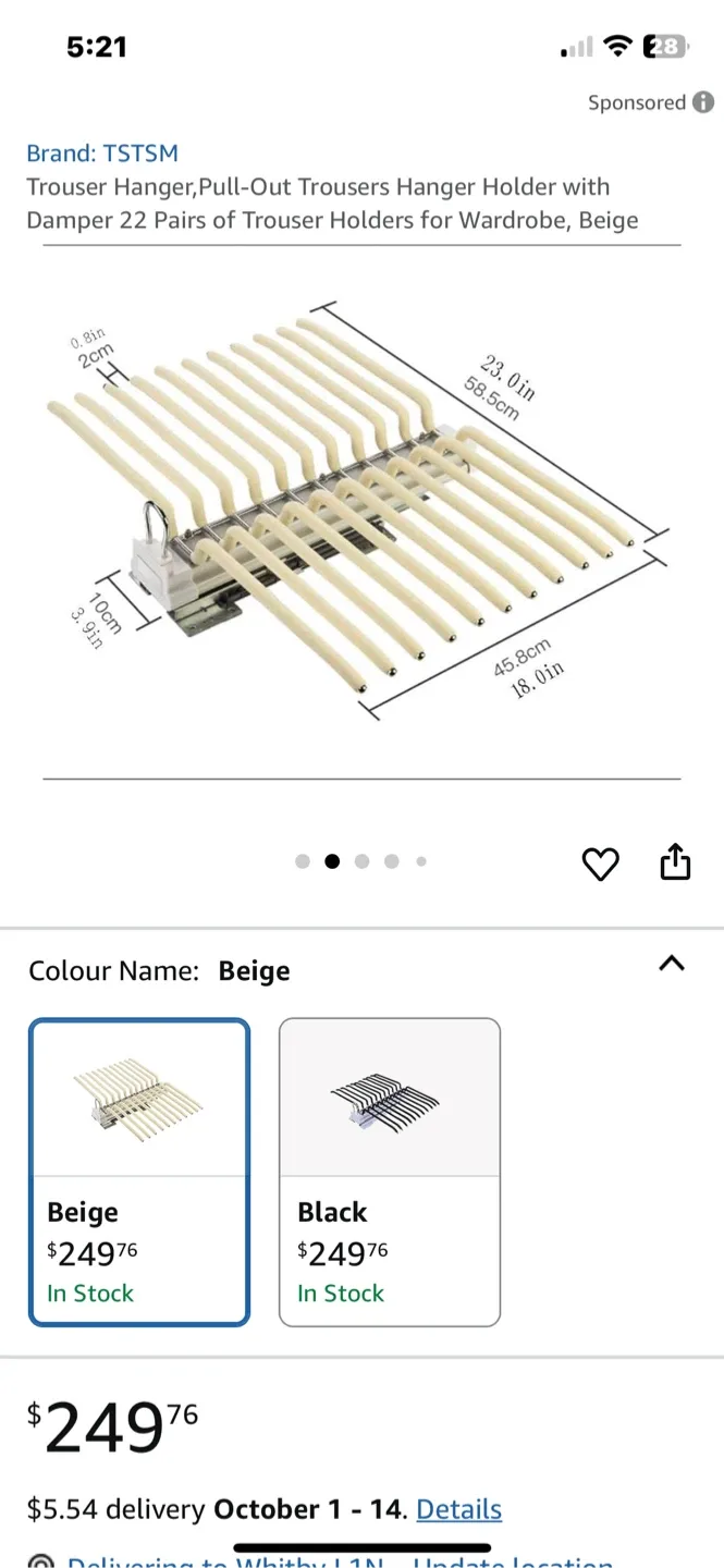 TSTSM Pull-Out Trouser Hanger - Beige image indicator(3)