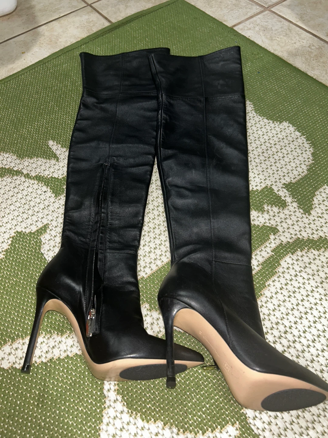 Gianvito Rossi Black Leather Over-the-Knee Boots - Size 35