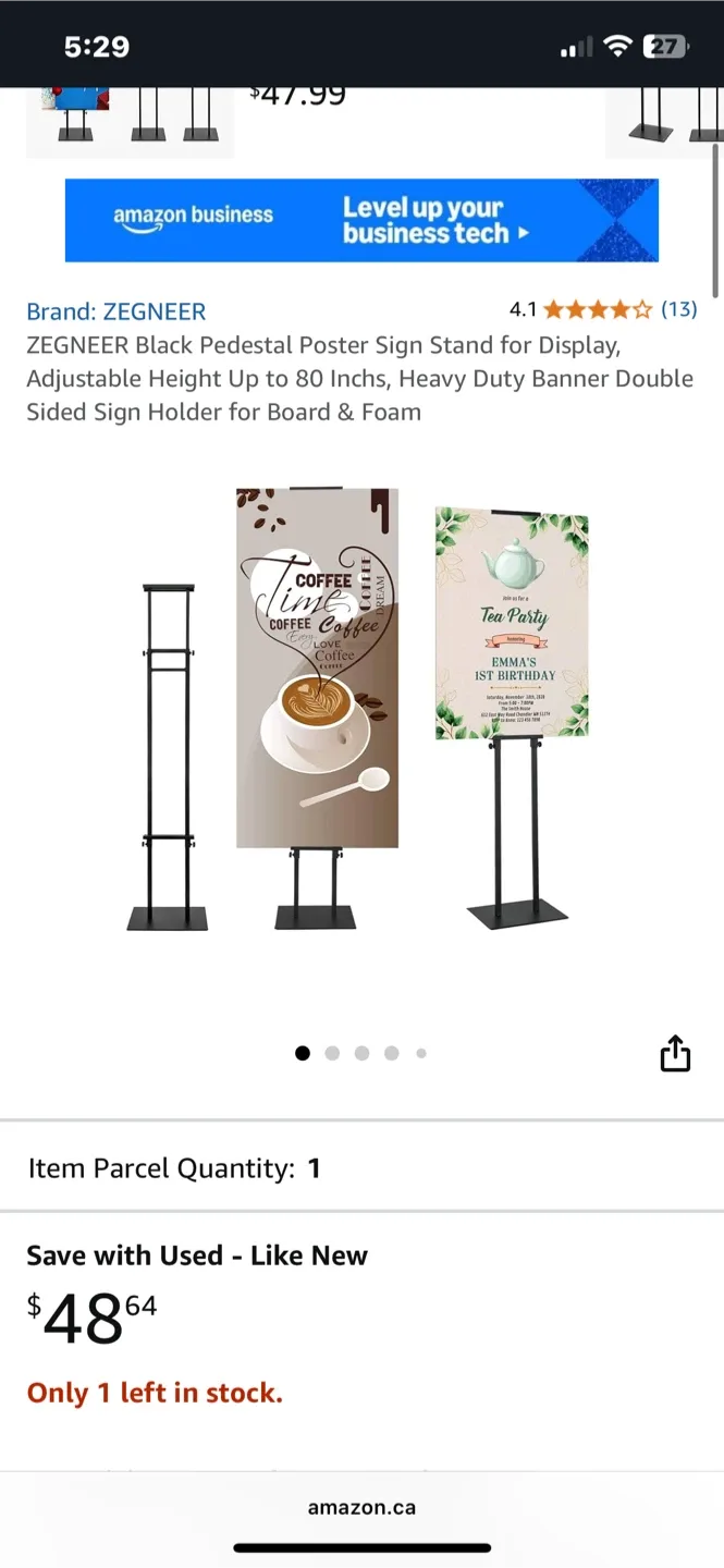 ZEGNEER Black Pedestal Poster Sign Stand thumbnail