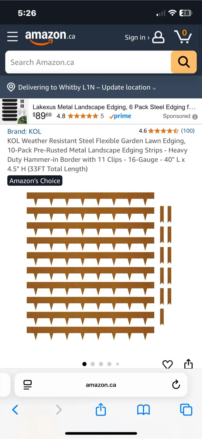 KOL Metal Landscape Edging, 10-Pack, Rusty thumbnail