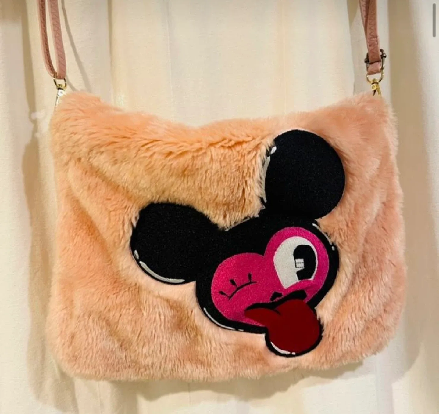 Faux Fur Shoulder Bag with Cartoon Design thumbnail