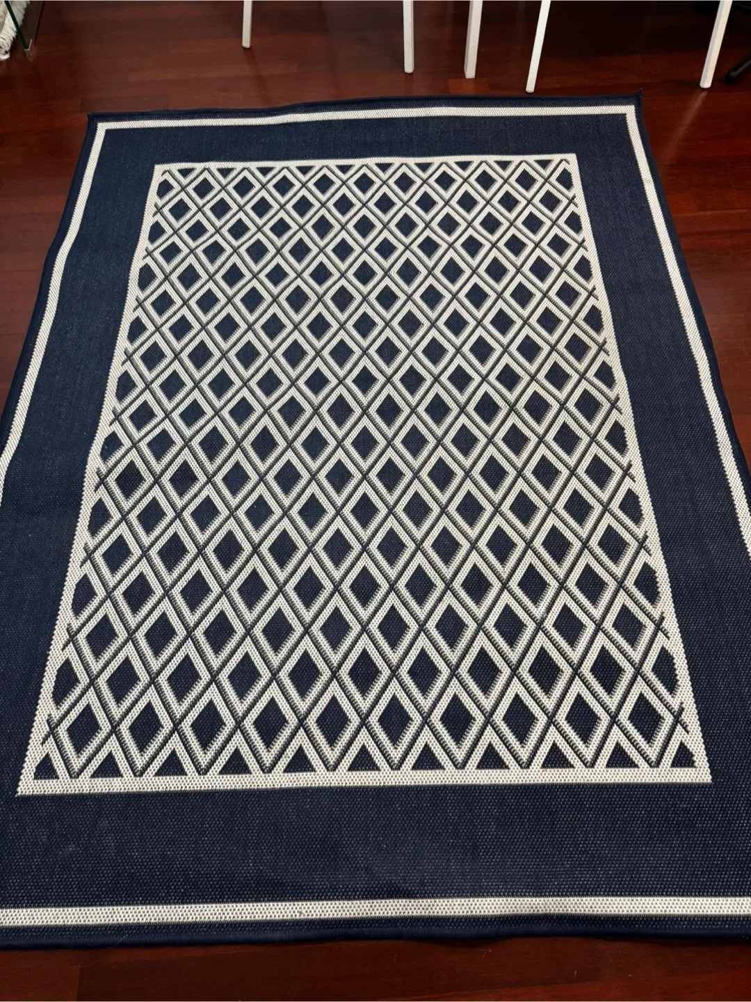 Navy & White Patterned Area Rug thumbnail