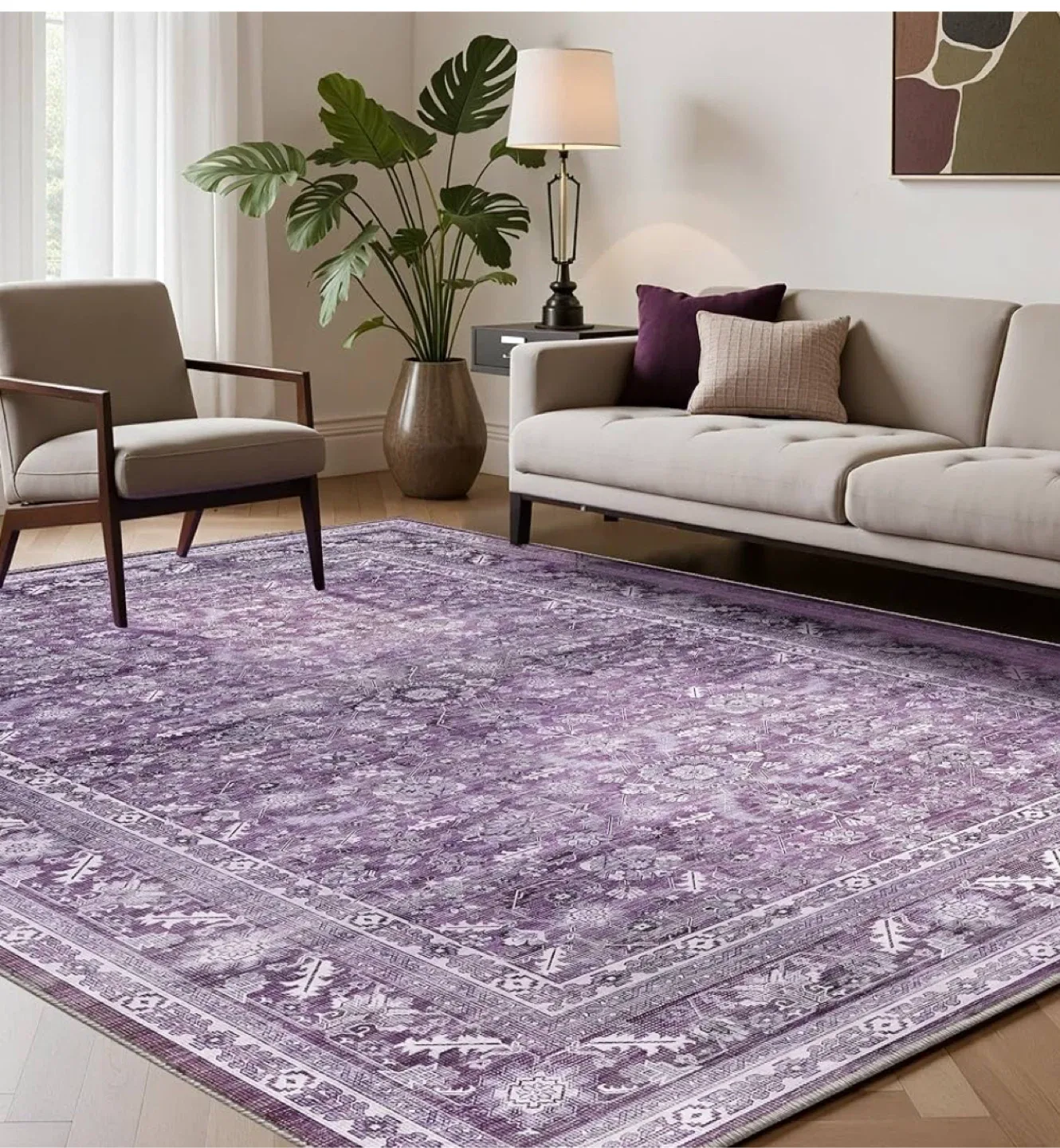 Oppodream Purple Area Rug 7x5 ft - Authentic Vintage Vibes thumbnail