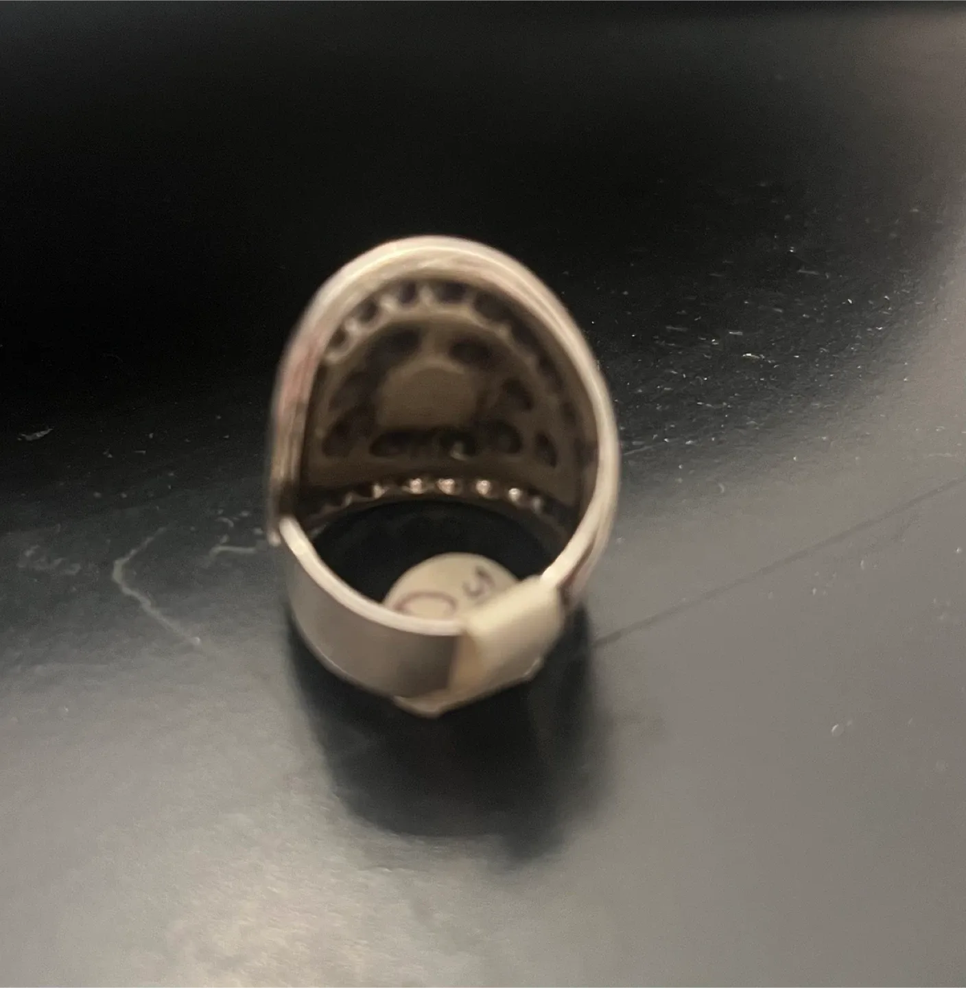 Large detailed ring with turquoise stone (stamped 925) image indicator(4)