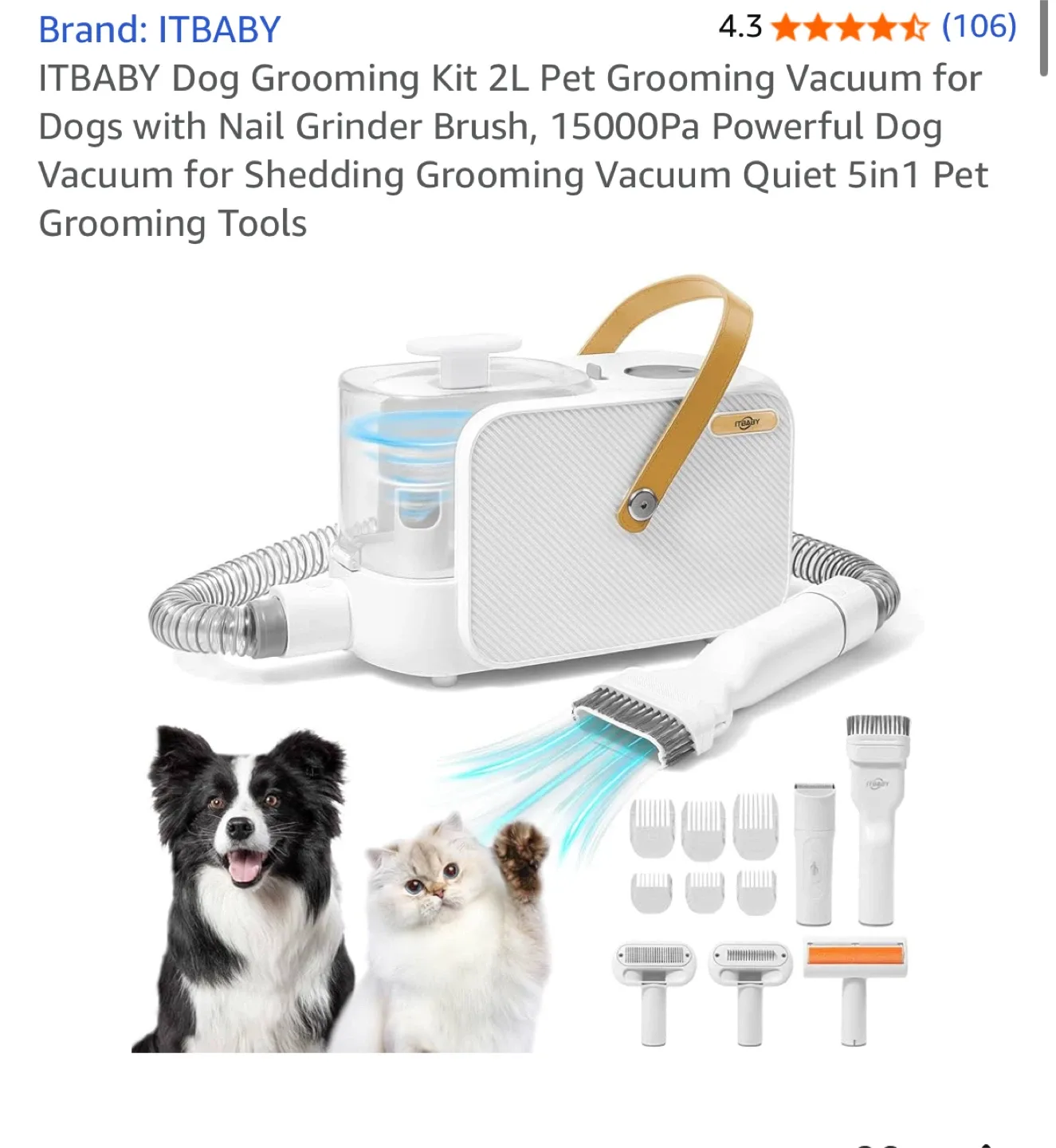 ITBABY Dog Grooming Kit 2L Pet Grooming Vacuum thumbnail