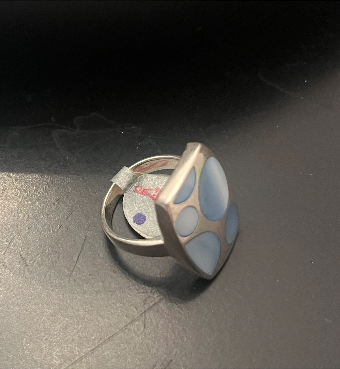 Rectangular ring with circle design (stamped 925) - photo 2