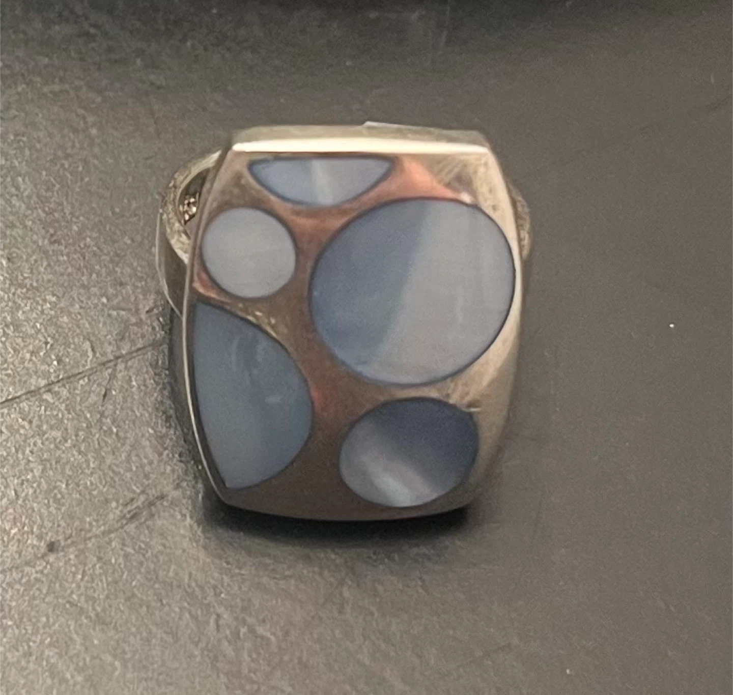 Rectangular ring with circle design (stamped 925)