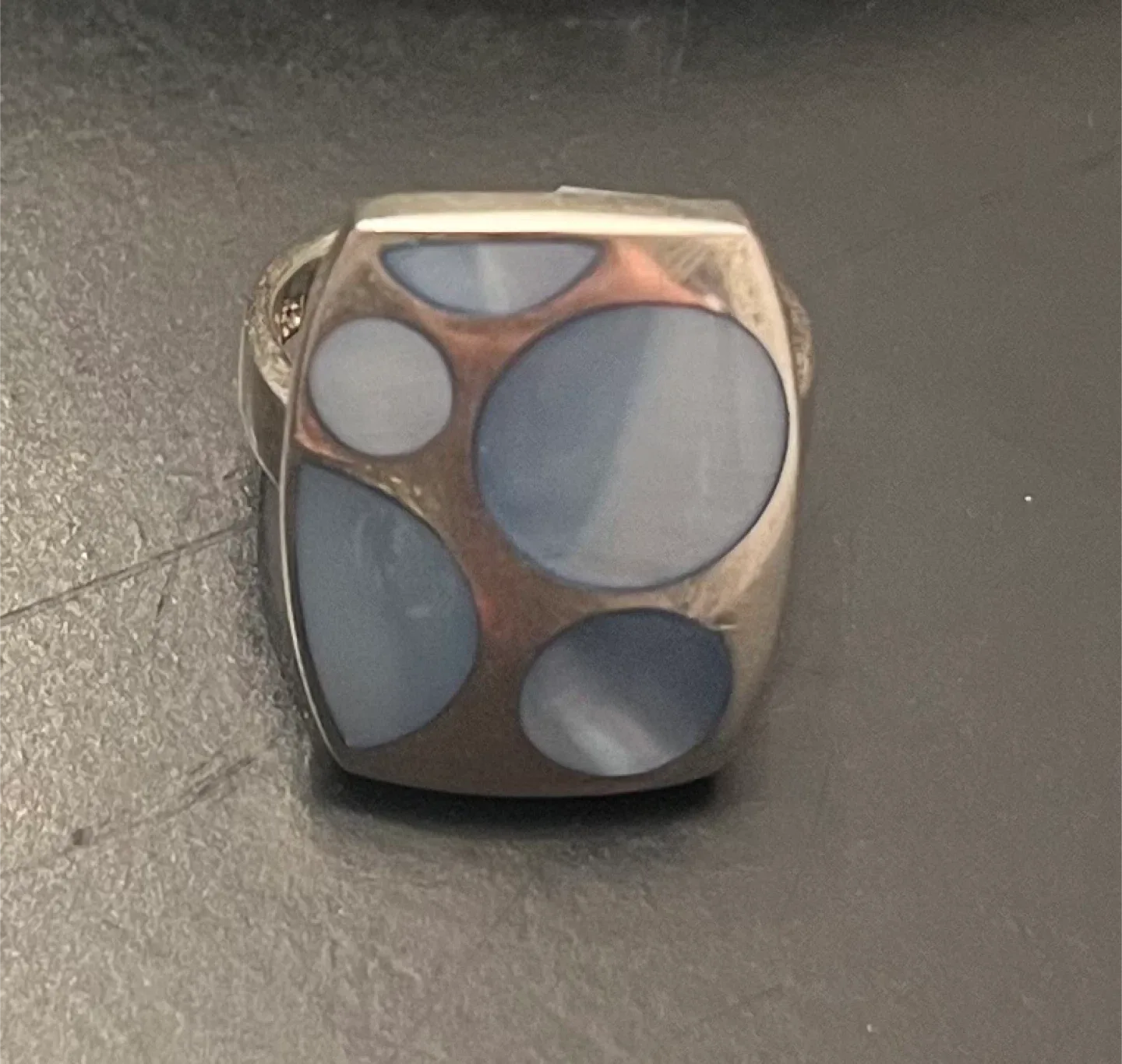 Rectangular ring with circle design (stamped 925) thumbnail