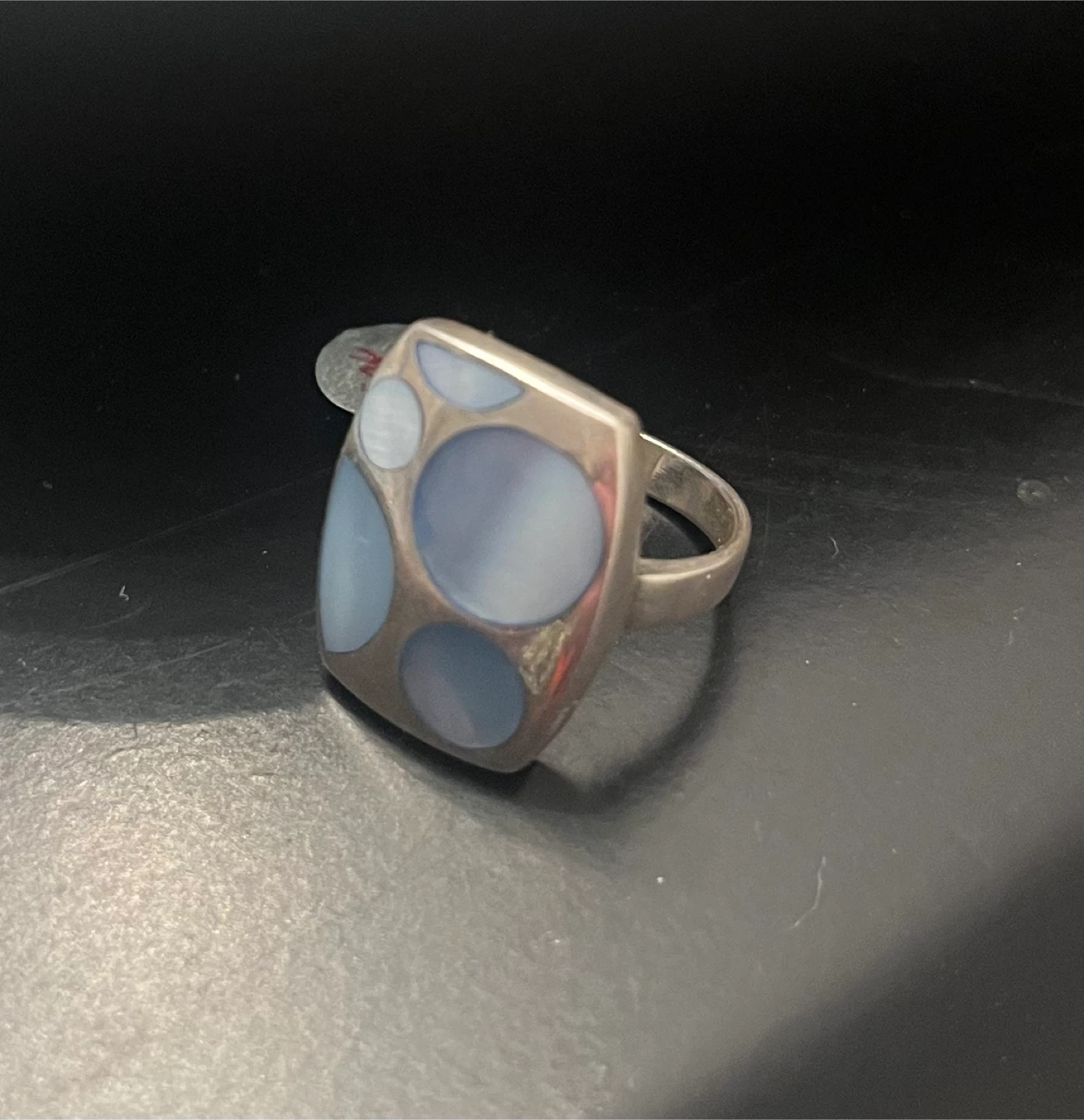 Rectangular ring with circle design (stamped 925) - photo 3