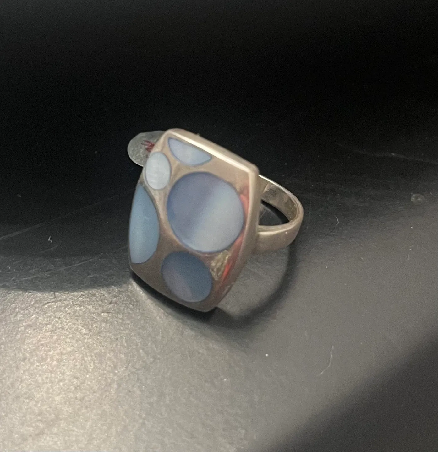 Rectangular ring with circle design (stamped 925) image indicator(3)