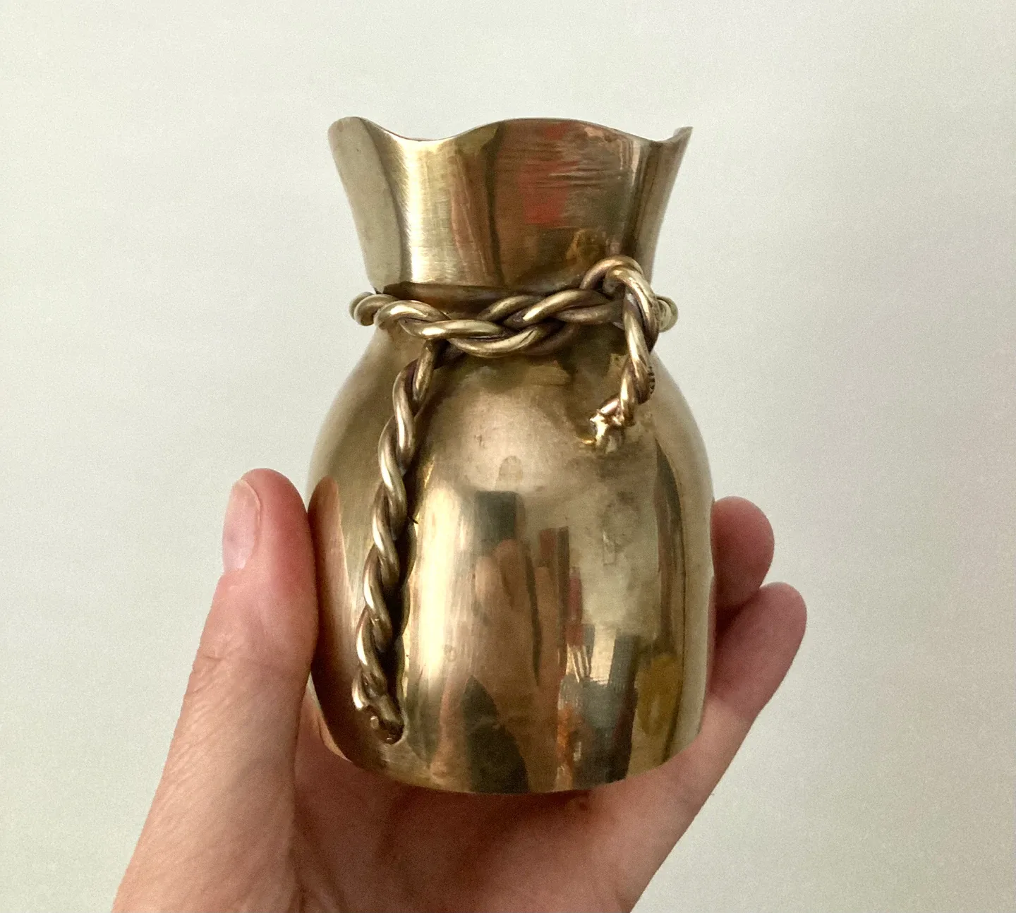 Vintage Brass Bag Vase thumbnail