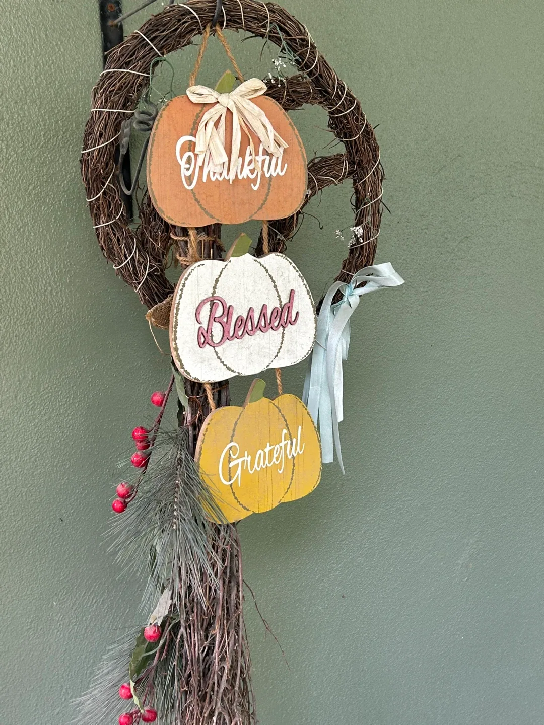 Fall Harvest Wreath - Thankful, Blessed, Grateful thumbnail
