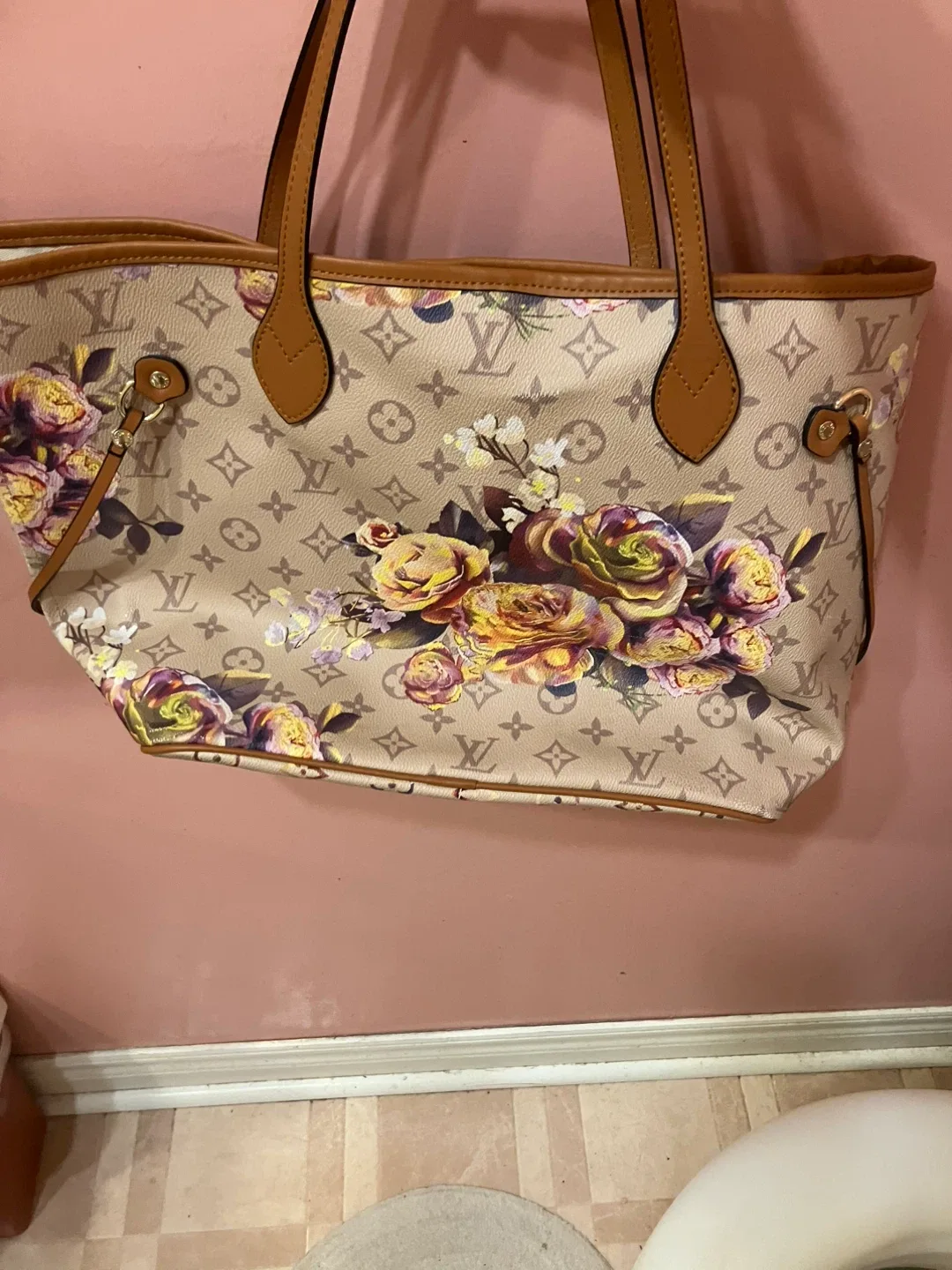 Designer inspired  Floral Tote Bag image indicator(2)