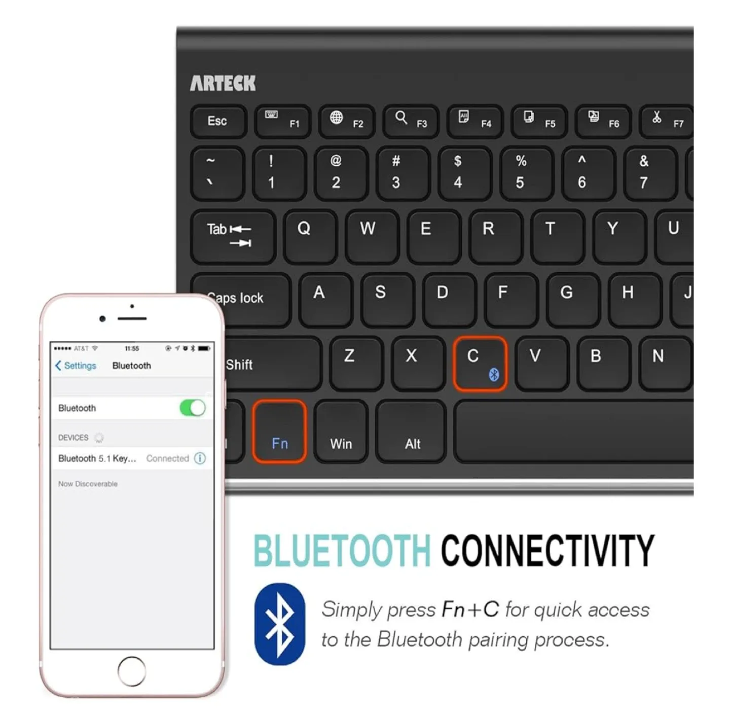 Stainless Steel Universal Portable Wireless Bluetooth Keyboard image indicator(5)