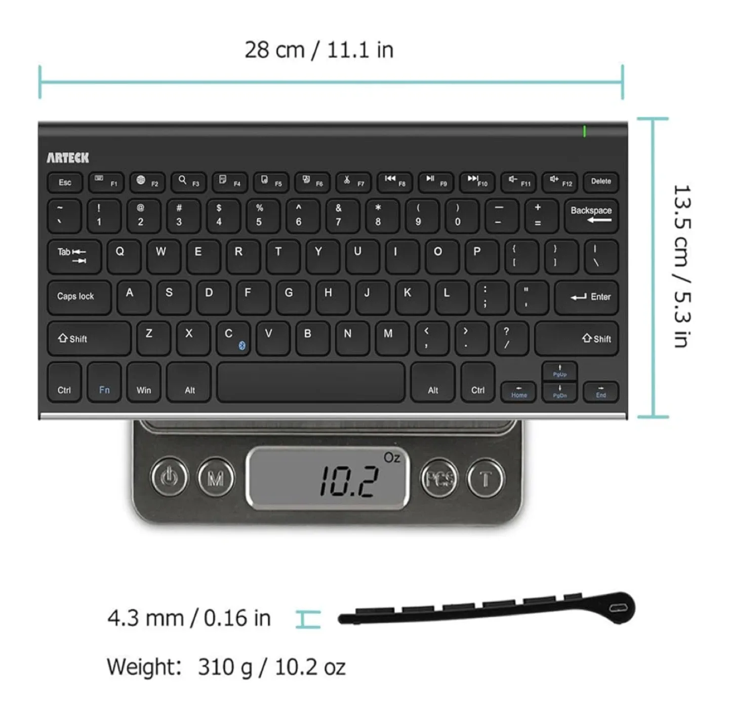 Stainless Steel Universal Portable Wireless Bluetooth Keyboard image indicator(6)