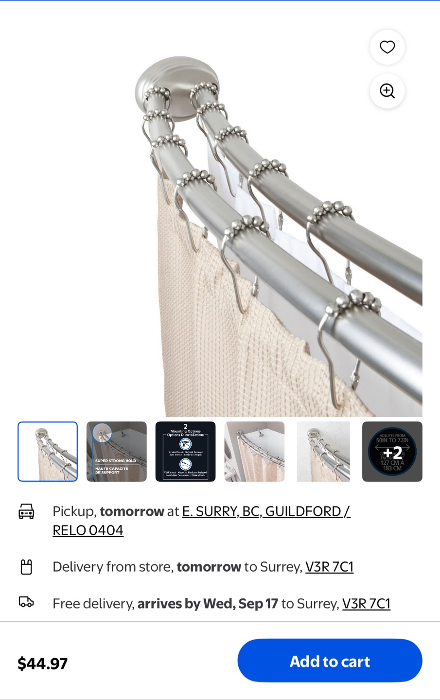 Shower Curtain Rod – Brand New Double curved design