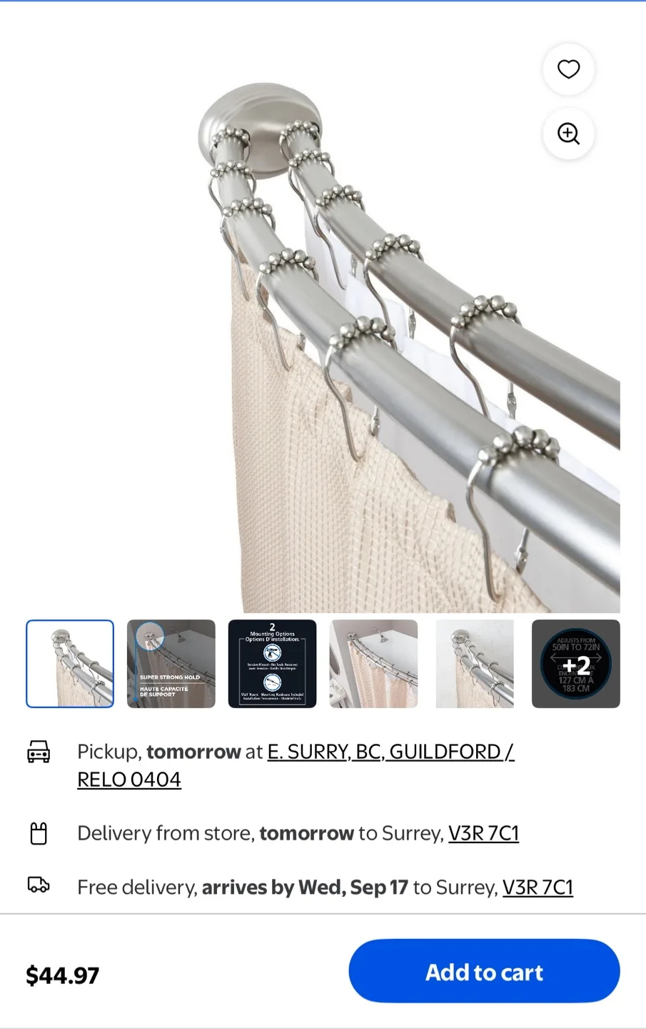 Shower Curtain Rod – Brand New Double curved design