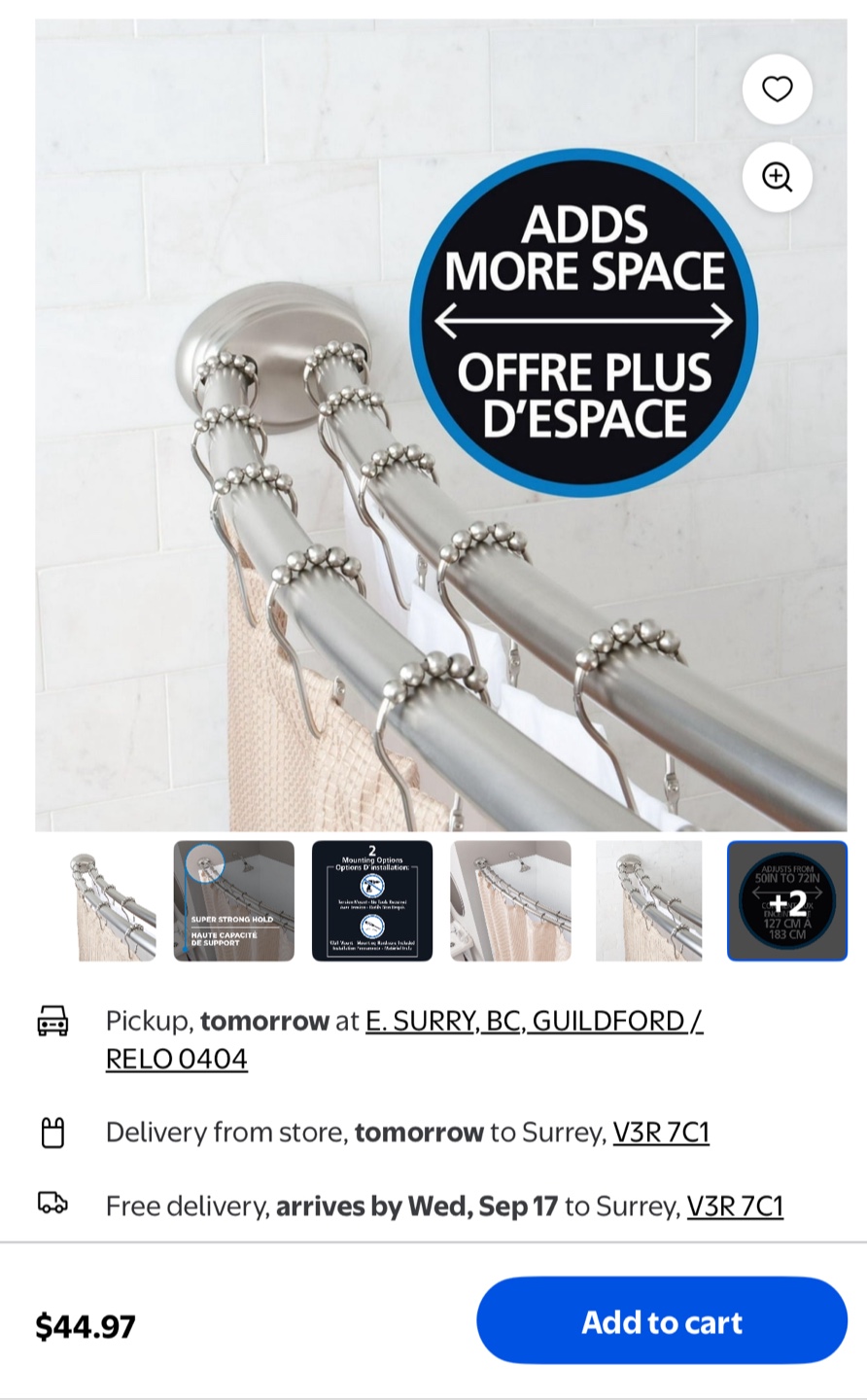 Shower Curtain Rod – Brand New Double curved design - photo 3