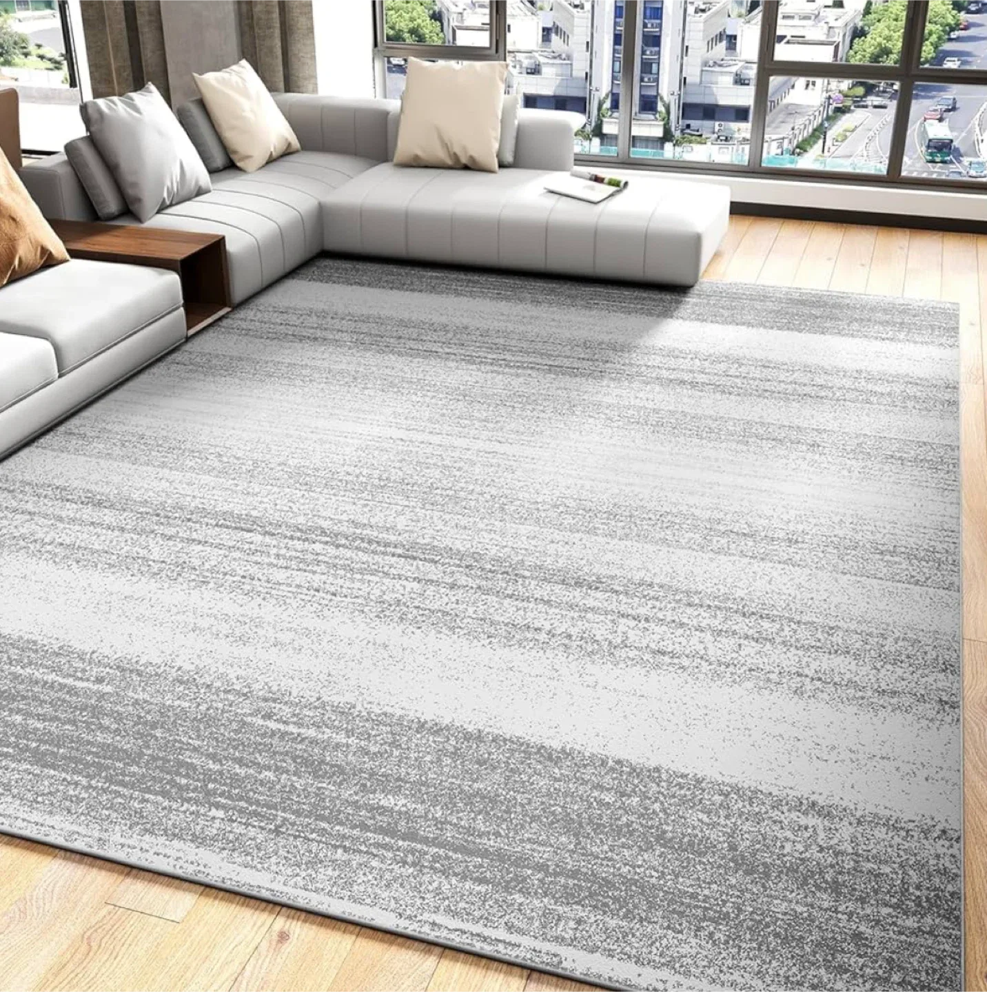 Grey & White Area Rug (8 x 10 ft) thumbnail