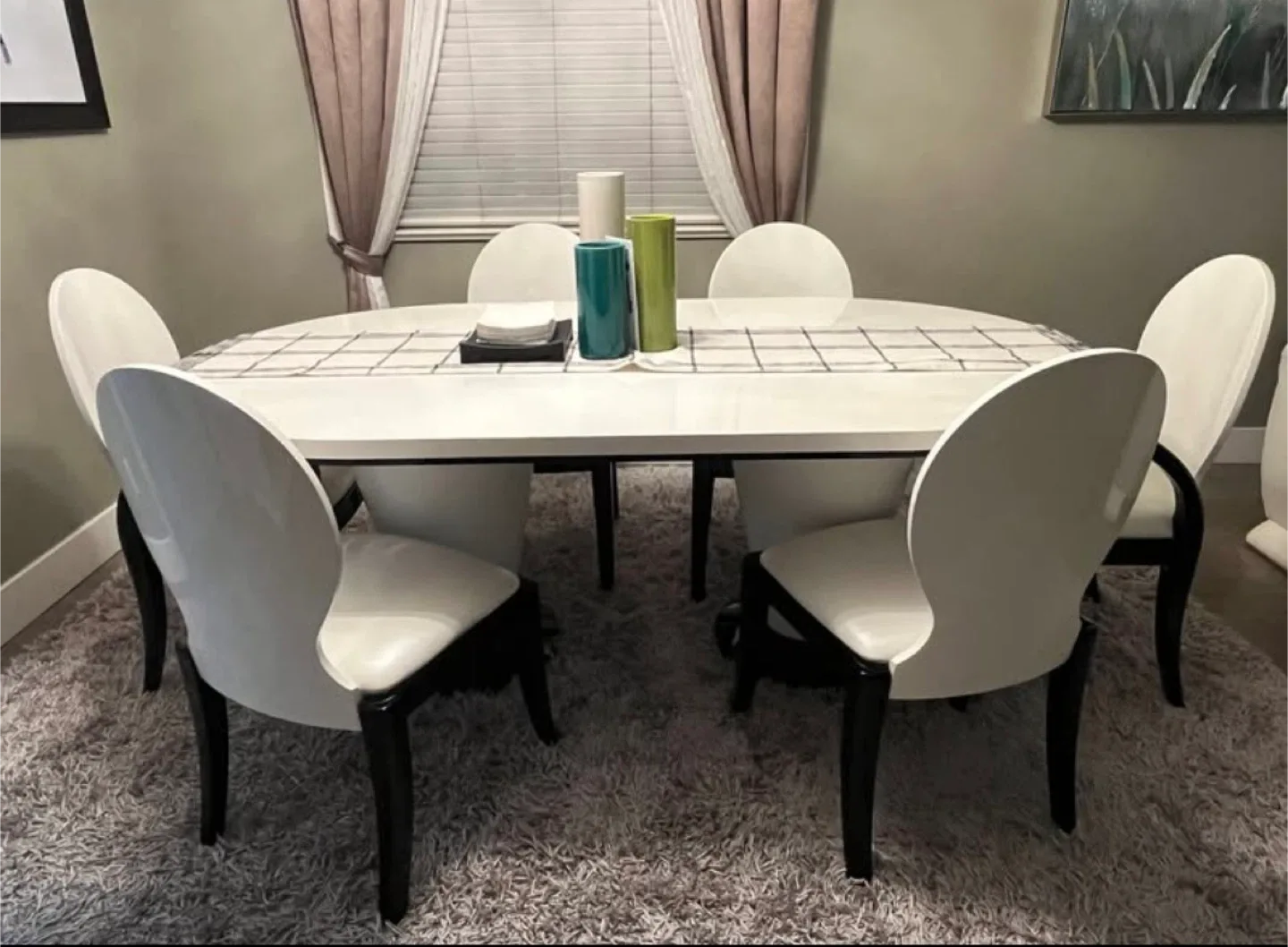 Dining Table with 6 Chairs - White thumbnail