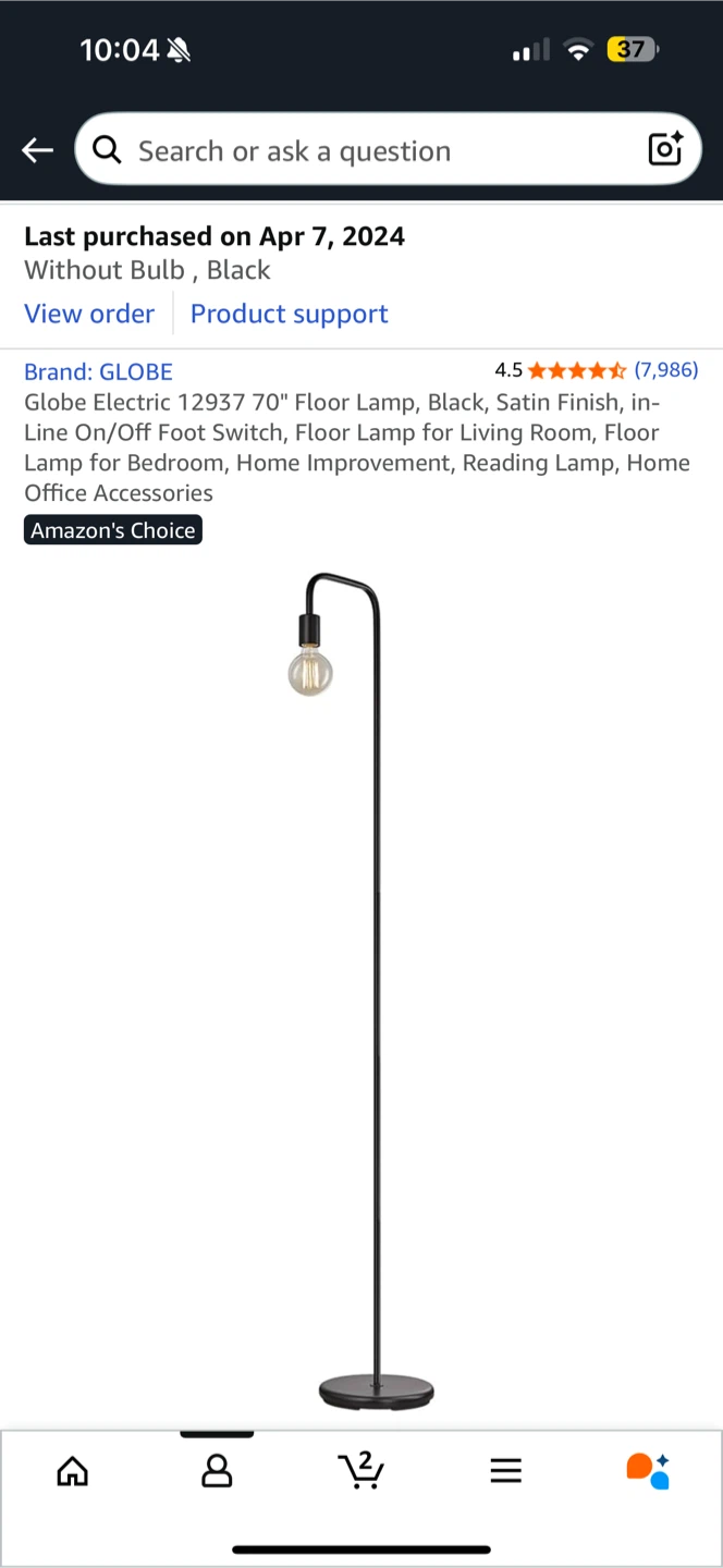 Globe Electric 12937 70" Black Floor Lamp - photo 3