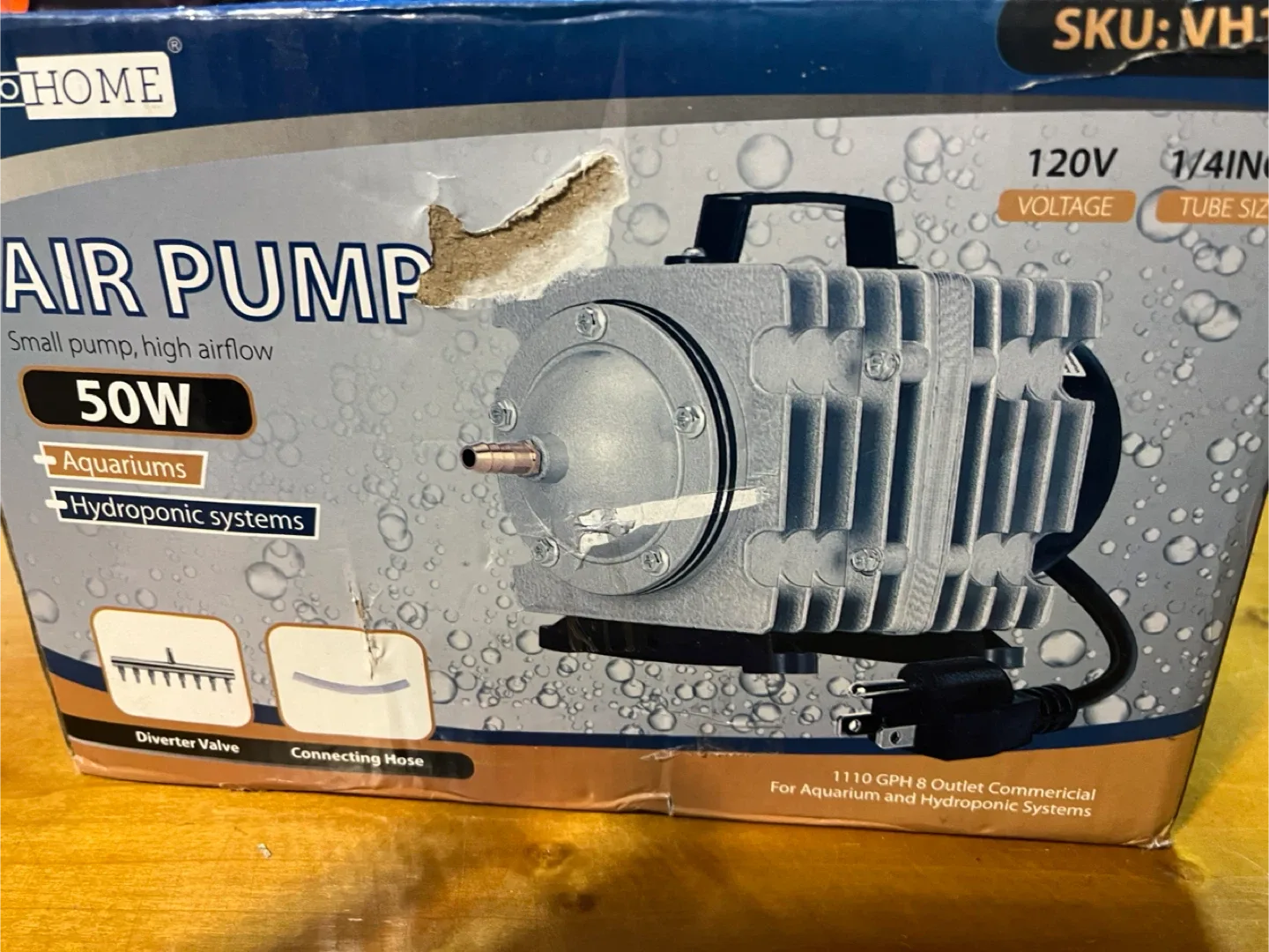 VIVOSUN 50W Air Pump VH182 - Aquariums & Hydroponics thumbnail