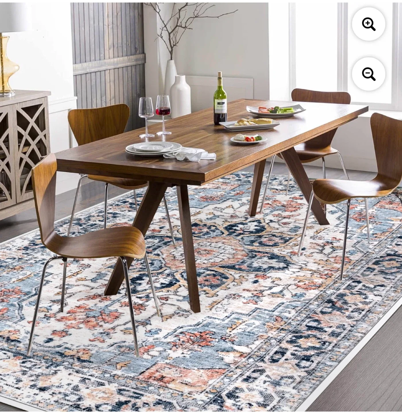 Area Rug 5x8 ft  - Blue, Orange & White Pattern thumbnail