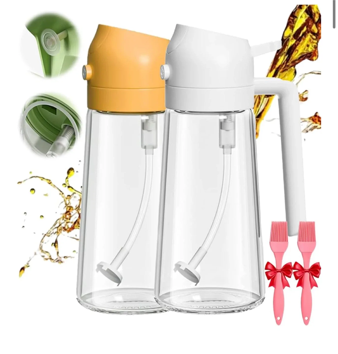 2-in-1 Glass Oil Sprayer & Dispenser with Brush thumbnail