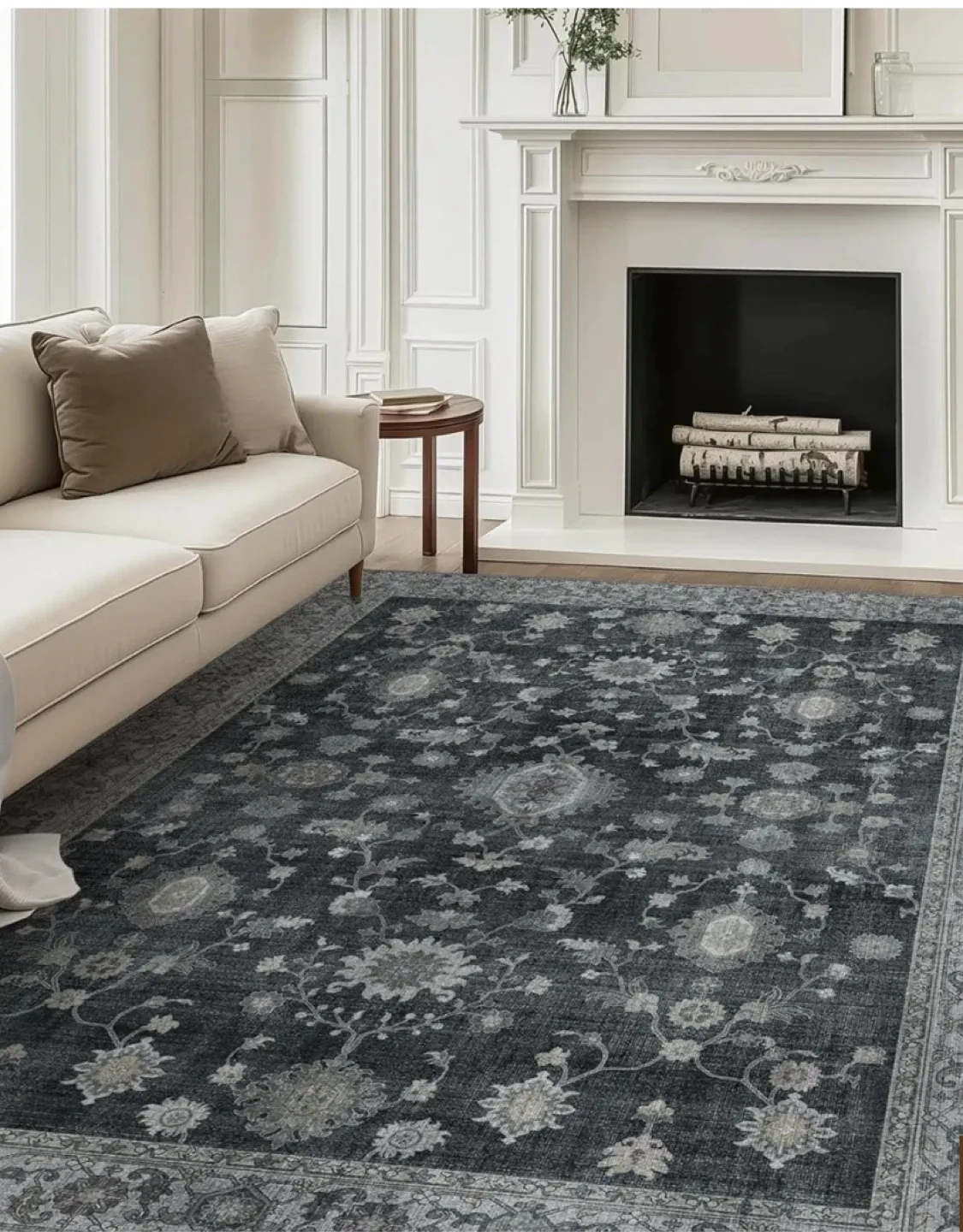 Floral Area Rug 8x10 ft- Low Pile, Sturdy Edge thumbnail
