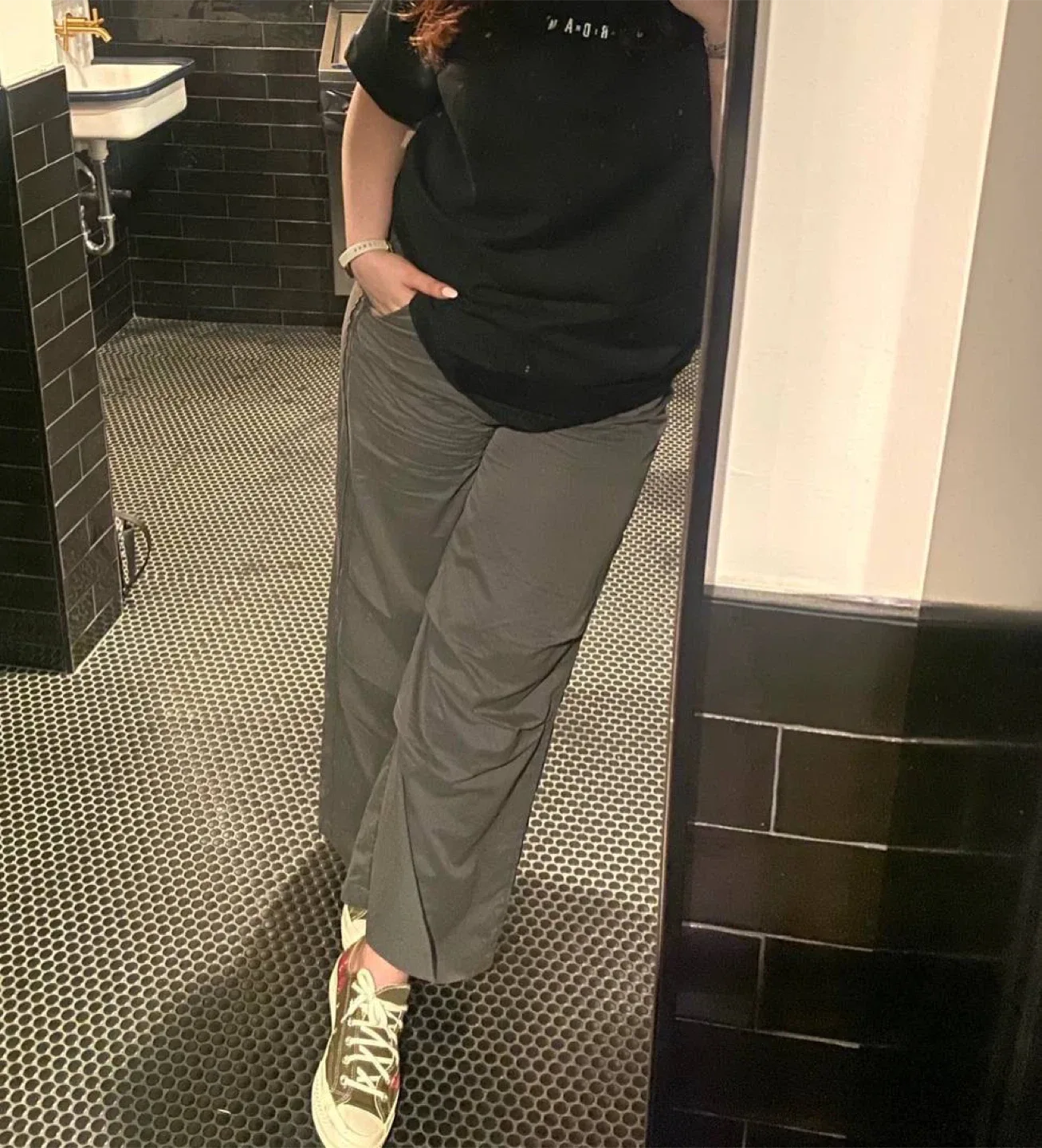 Nylon blend grey trousers Zara XL-XXL thumbnail