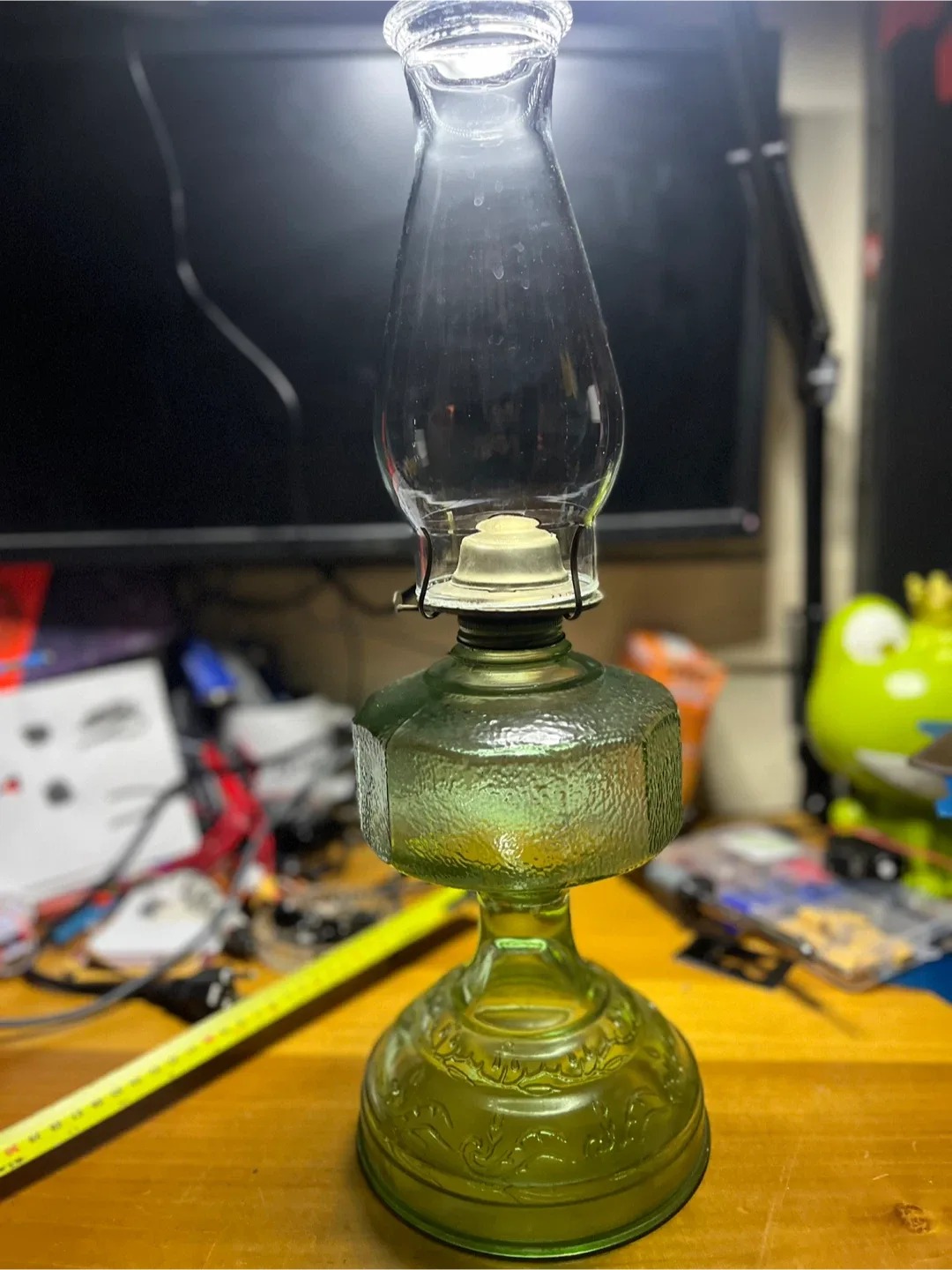 Green Glass Oil Lamp thumbnail