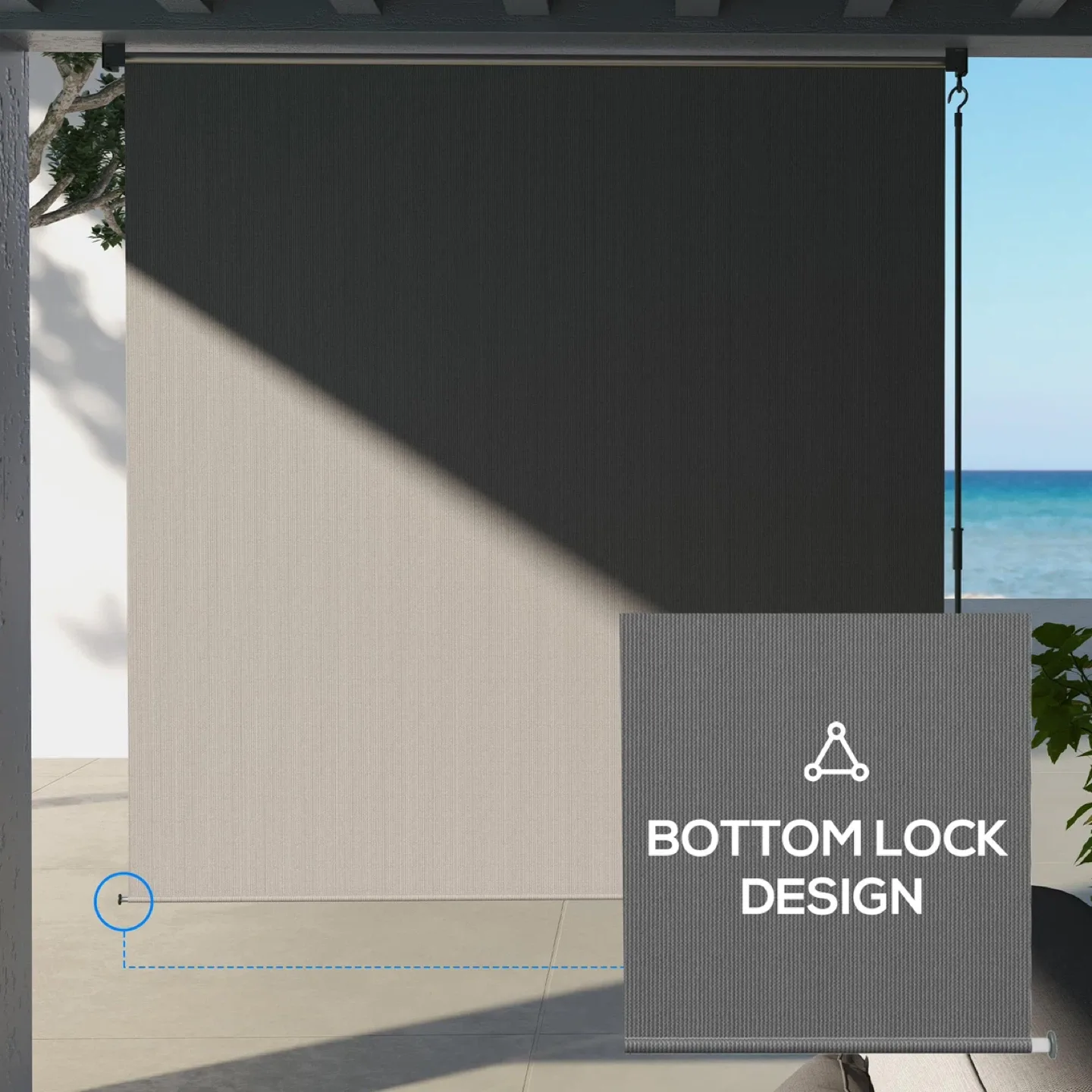 Outdoor Blinds Cordless Roll Up Shade 6’ x 6’ image indicator(6)