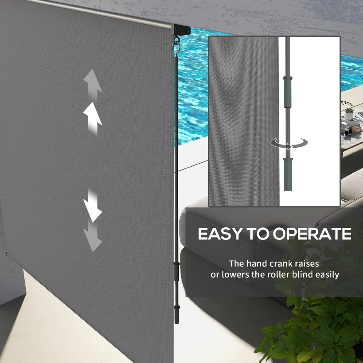 Outdoor Blinds Cordless Roll Up Shade 6’ x 6’ image indicator(5)