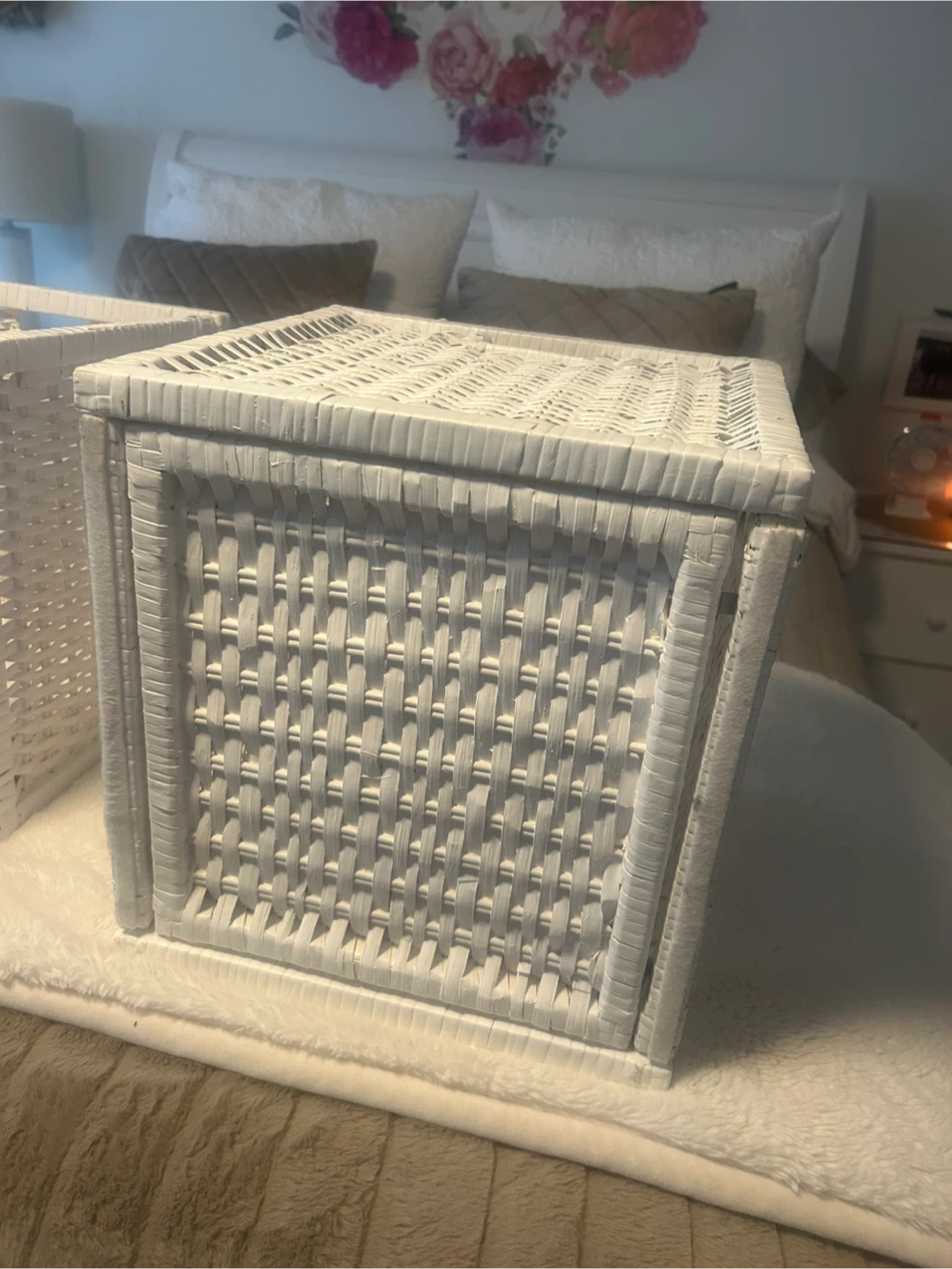 Set of 2-White Wicker Storage Baskets (Set of 3) - photo 3