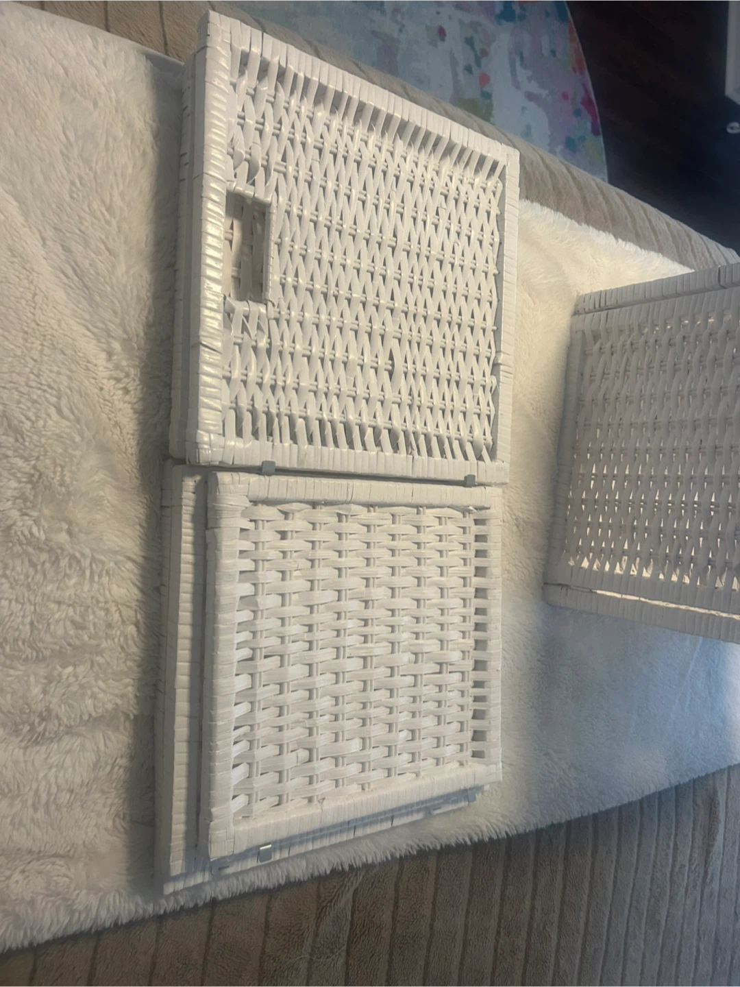 Set of 2-White Wicker Storage Baskets (Set of 3) - photo 5