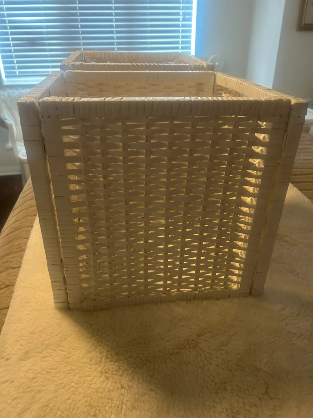 Set of 2-White Wicker Storage Baskets (Set of 3)