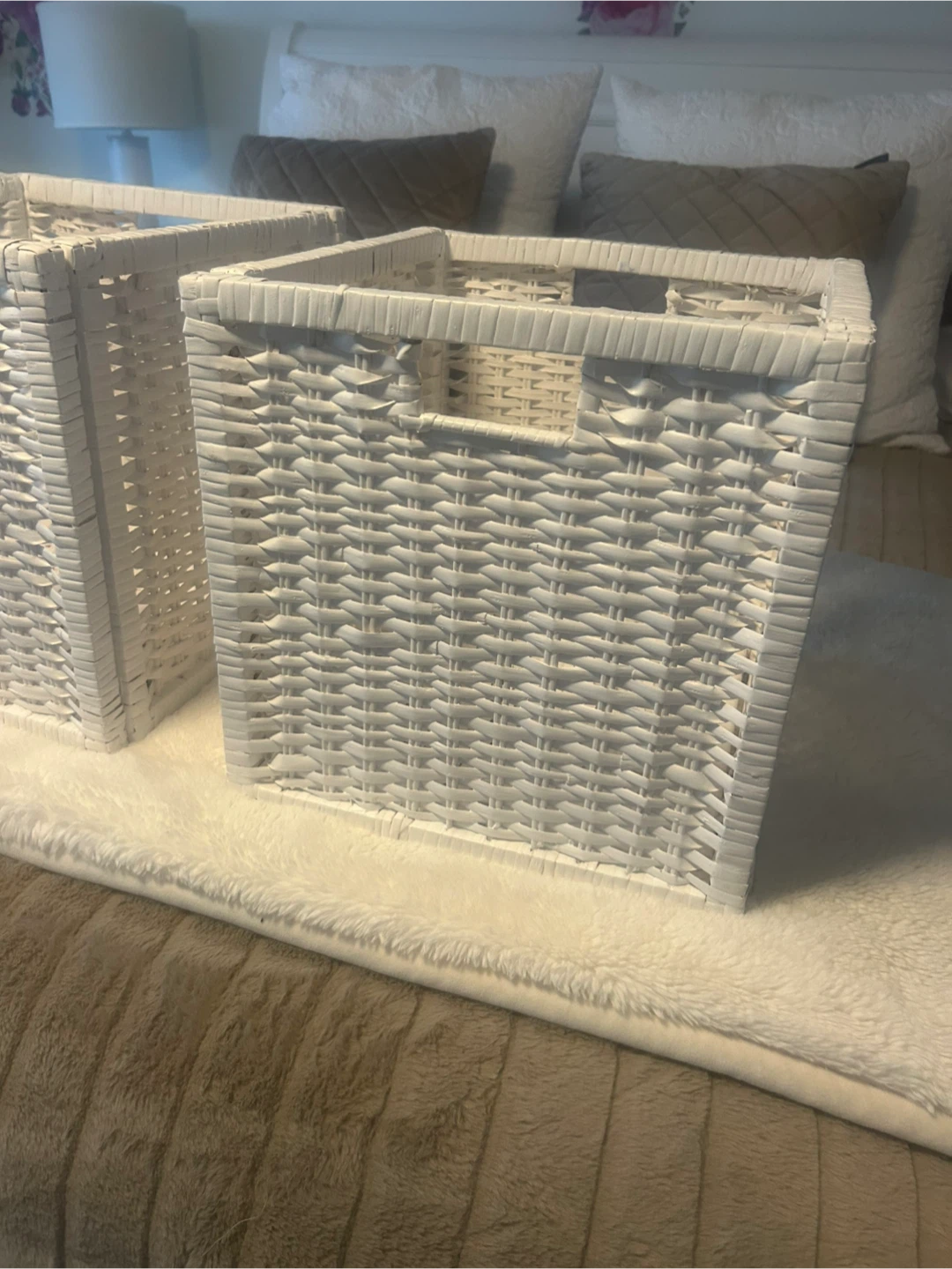 Set of 2-White Wicker Storage Baskets (Set of 3) - photo 2