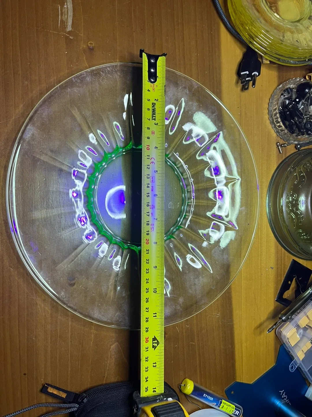 Vintage Uranium Glass Plate, 13 inches thumbnail