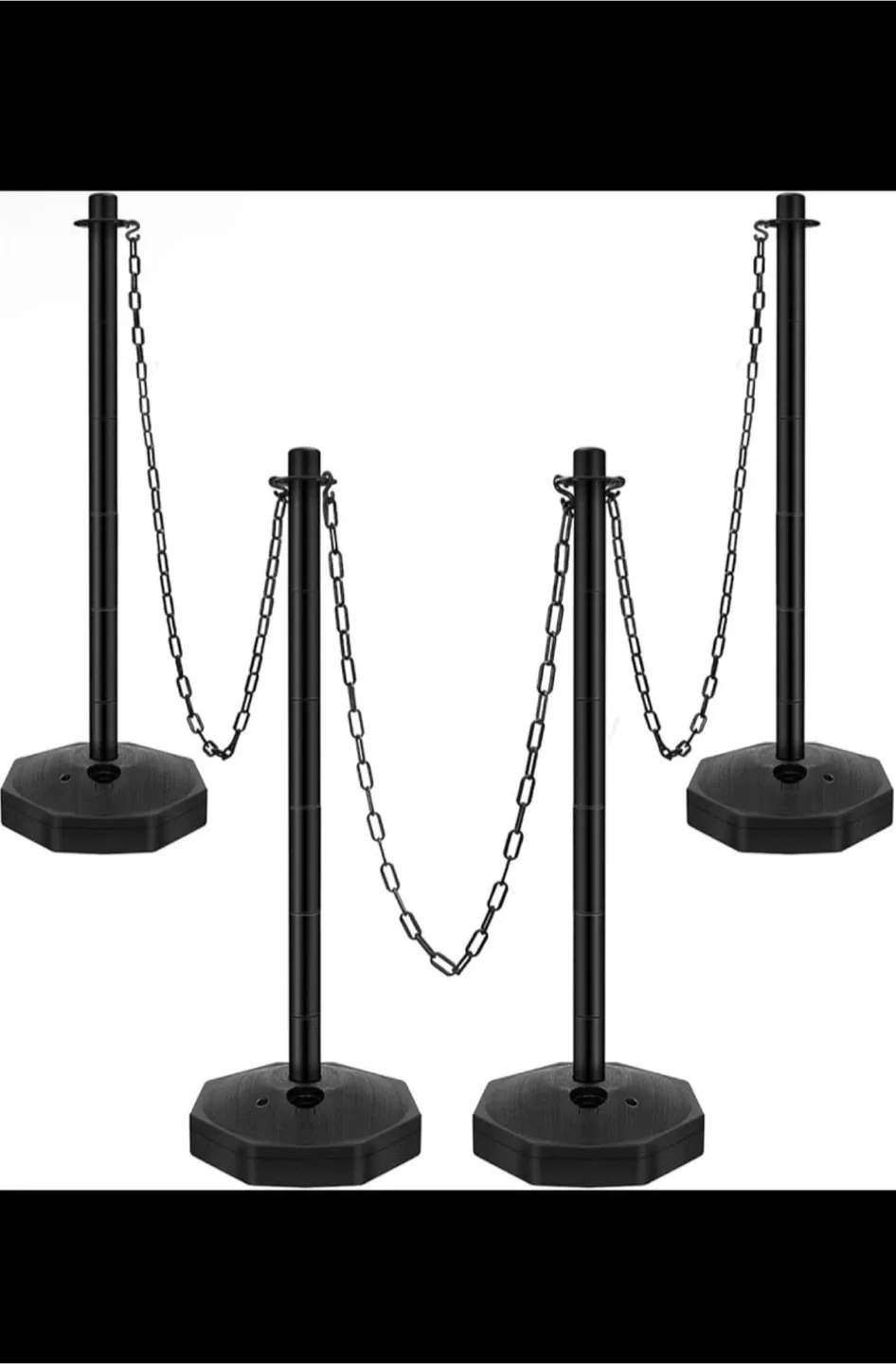 Black Plastic Stanchion Set with Base and Chain thumbnail
