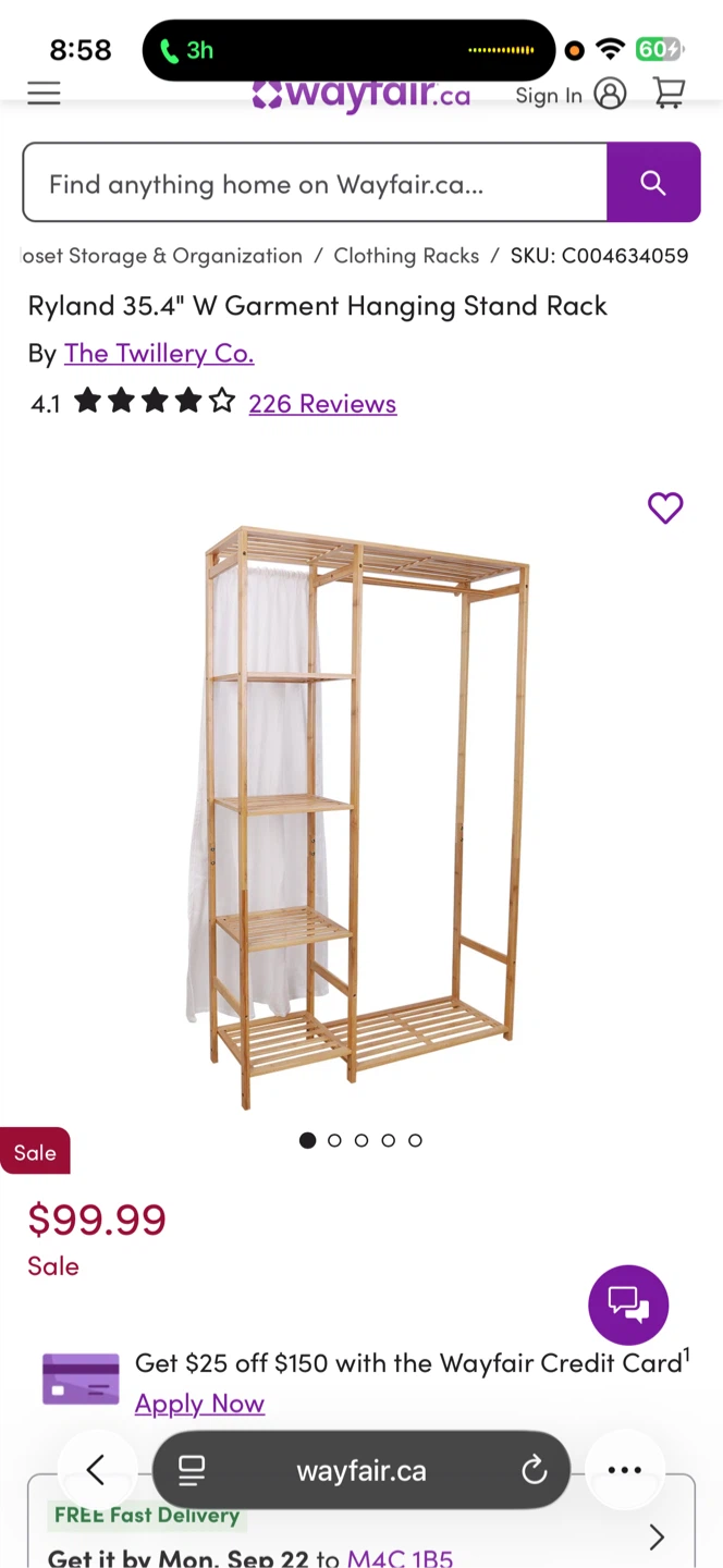 Ryland 35.4" W Garment Hanging Stand Rack