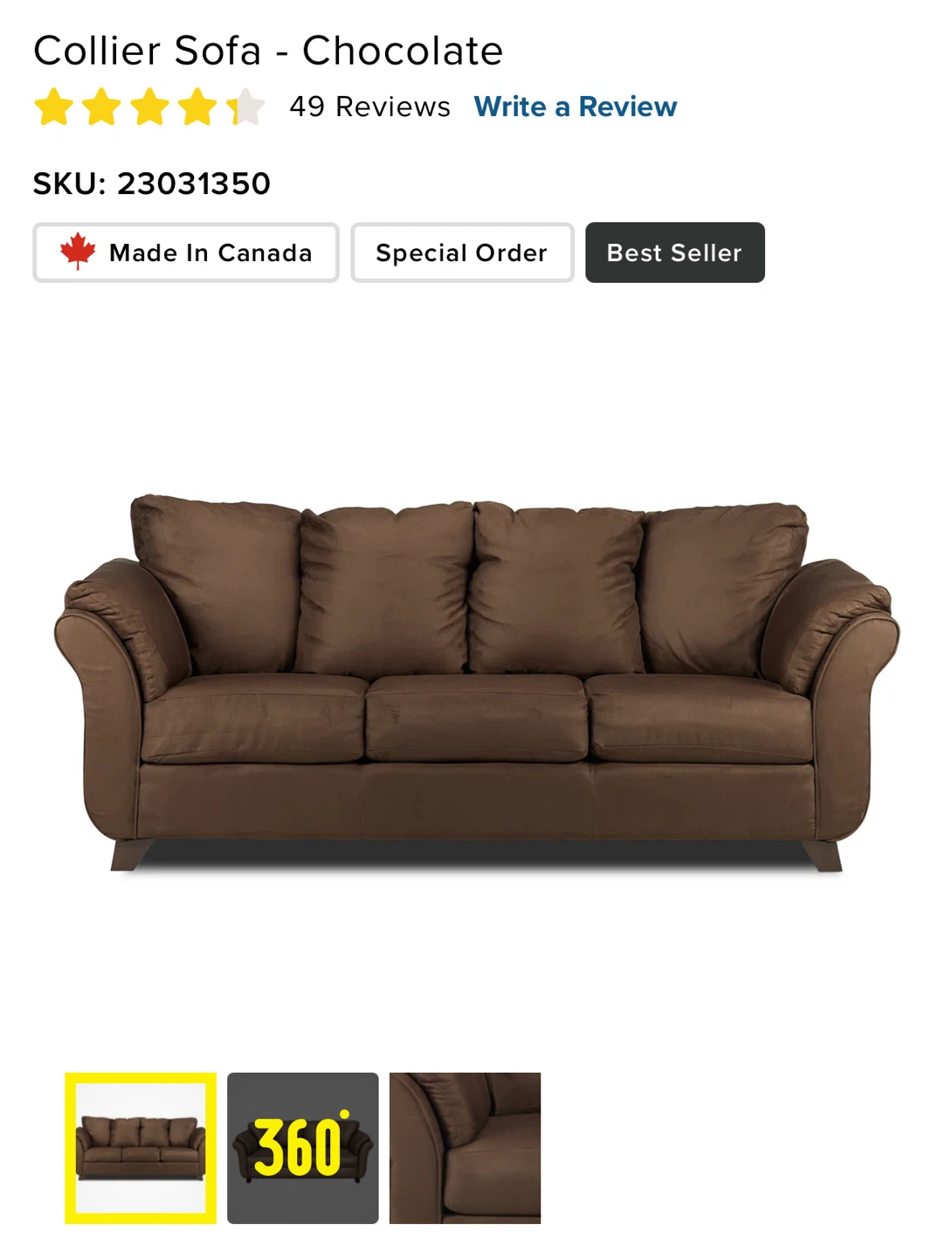 Couch Sofa Leon’s 3 Seater - Canadian made - photo 4